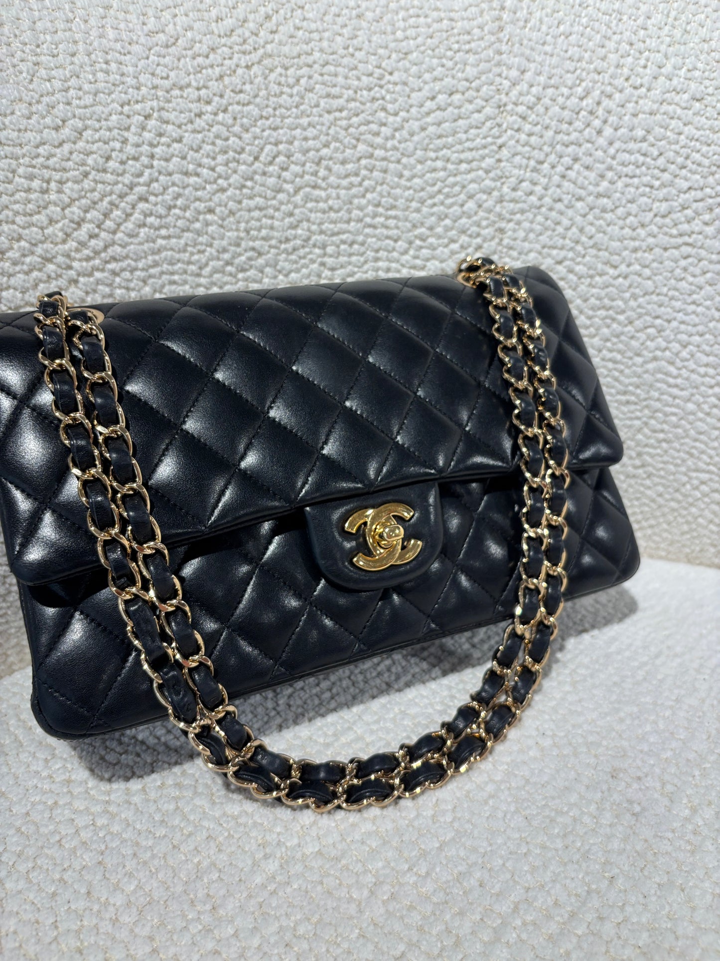 Chanel Classic 11.12 Flap Bag - Medium - Black Lambskin & Gold Plated Hardware