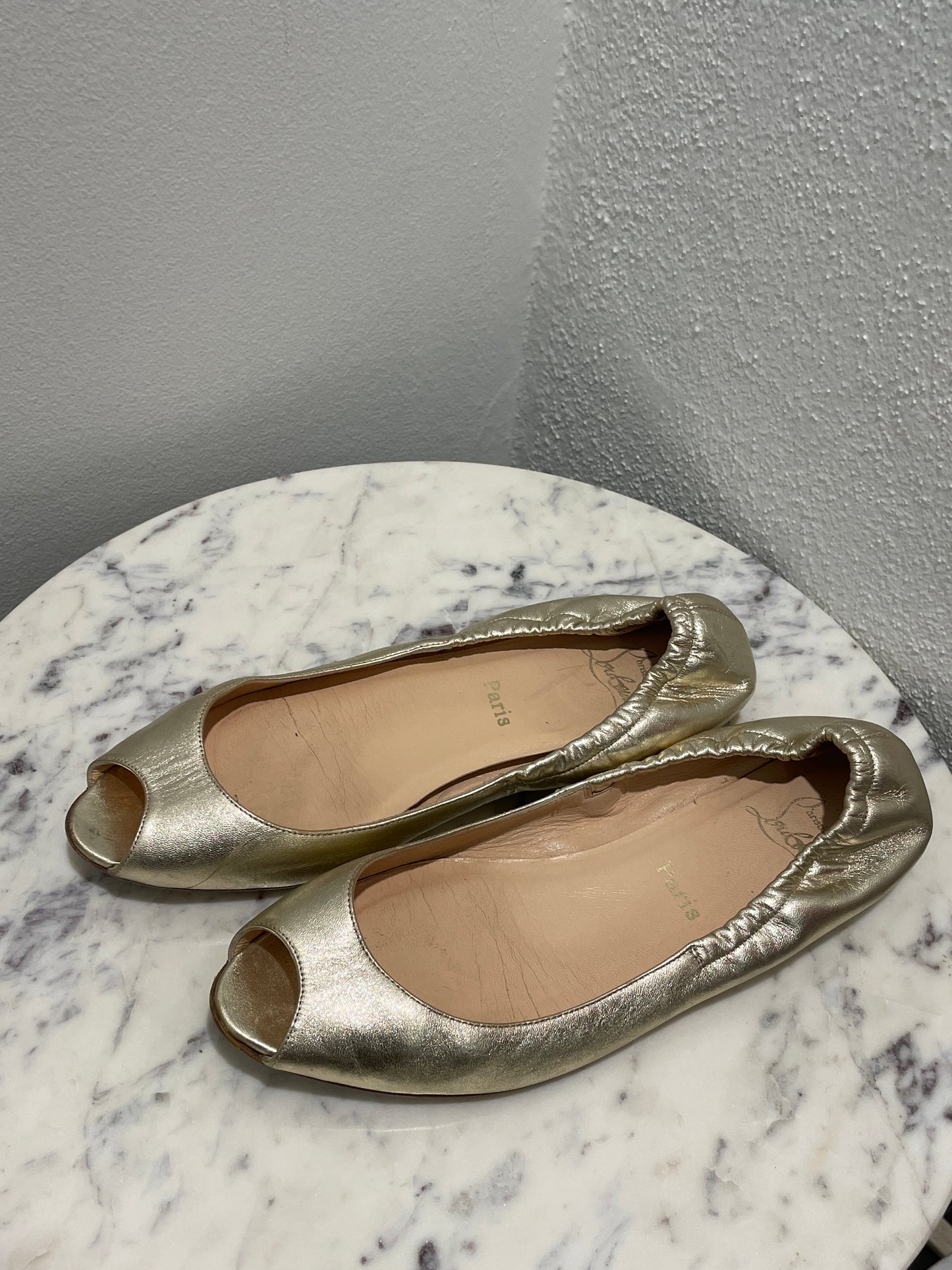 Christian Louboutin Ballerinas - Gold Leather - Open toe - 40