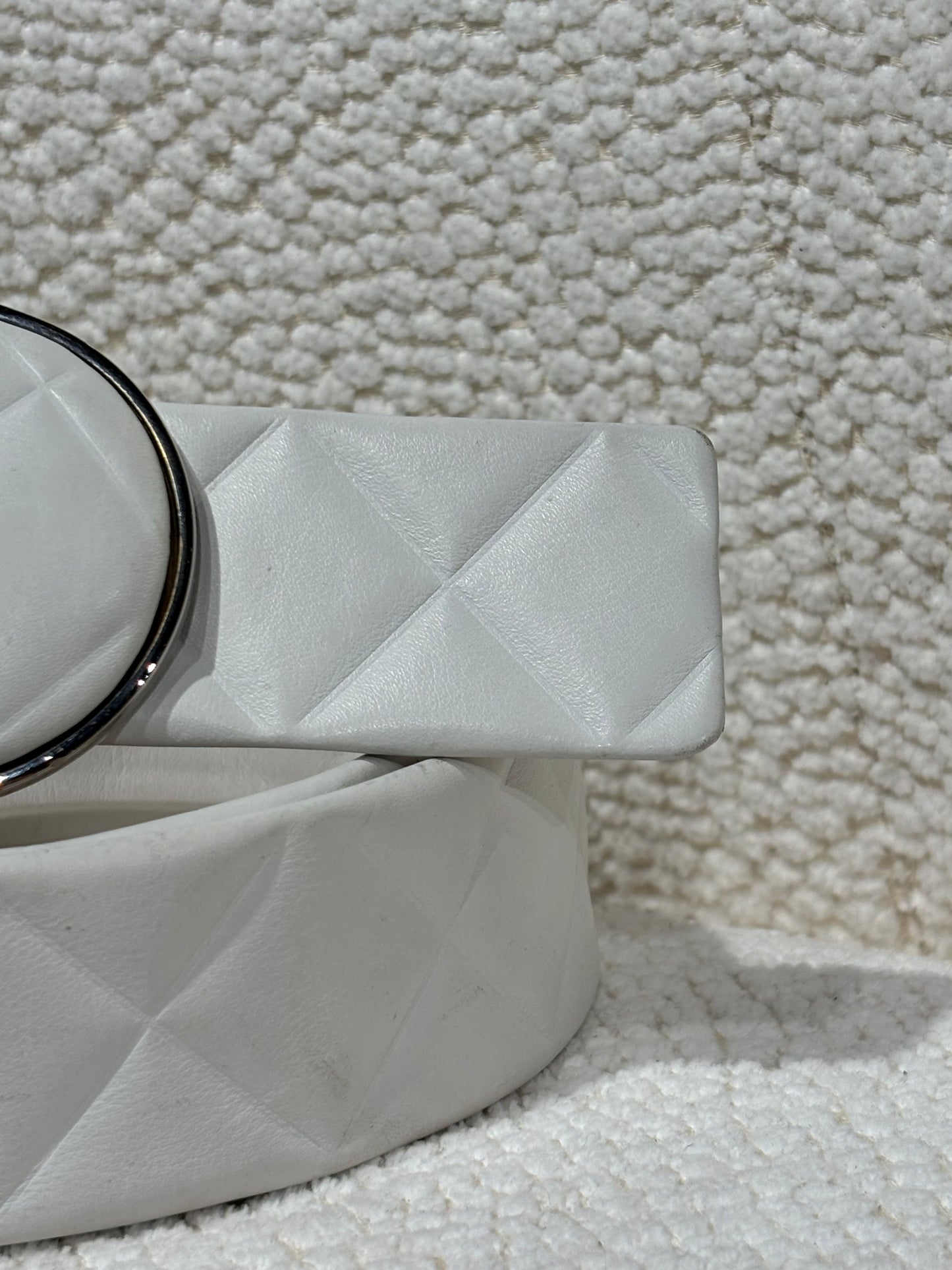 Chanel Belt – White Quilted Calfskin with Python CC Buckle - Cambon Collection