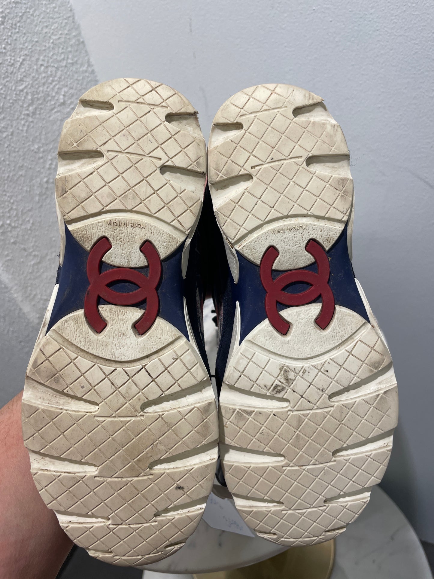 Chanel Vintage Graffiti Suede and Canvas CC Sneakers - 38,5