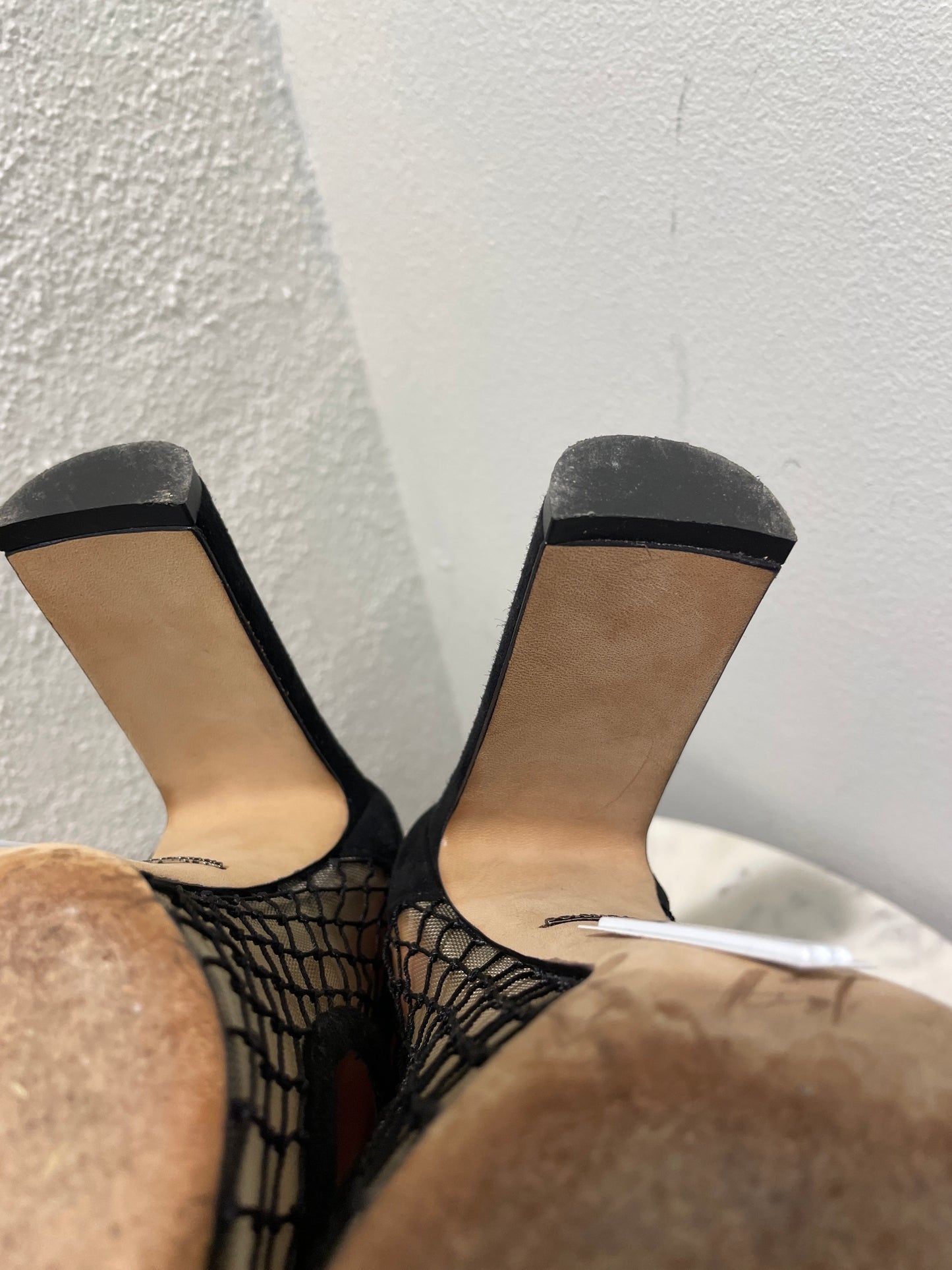Dolce & Gabbana Black Suede & Telinha Mesh Mary-Jane Block Heels - 38