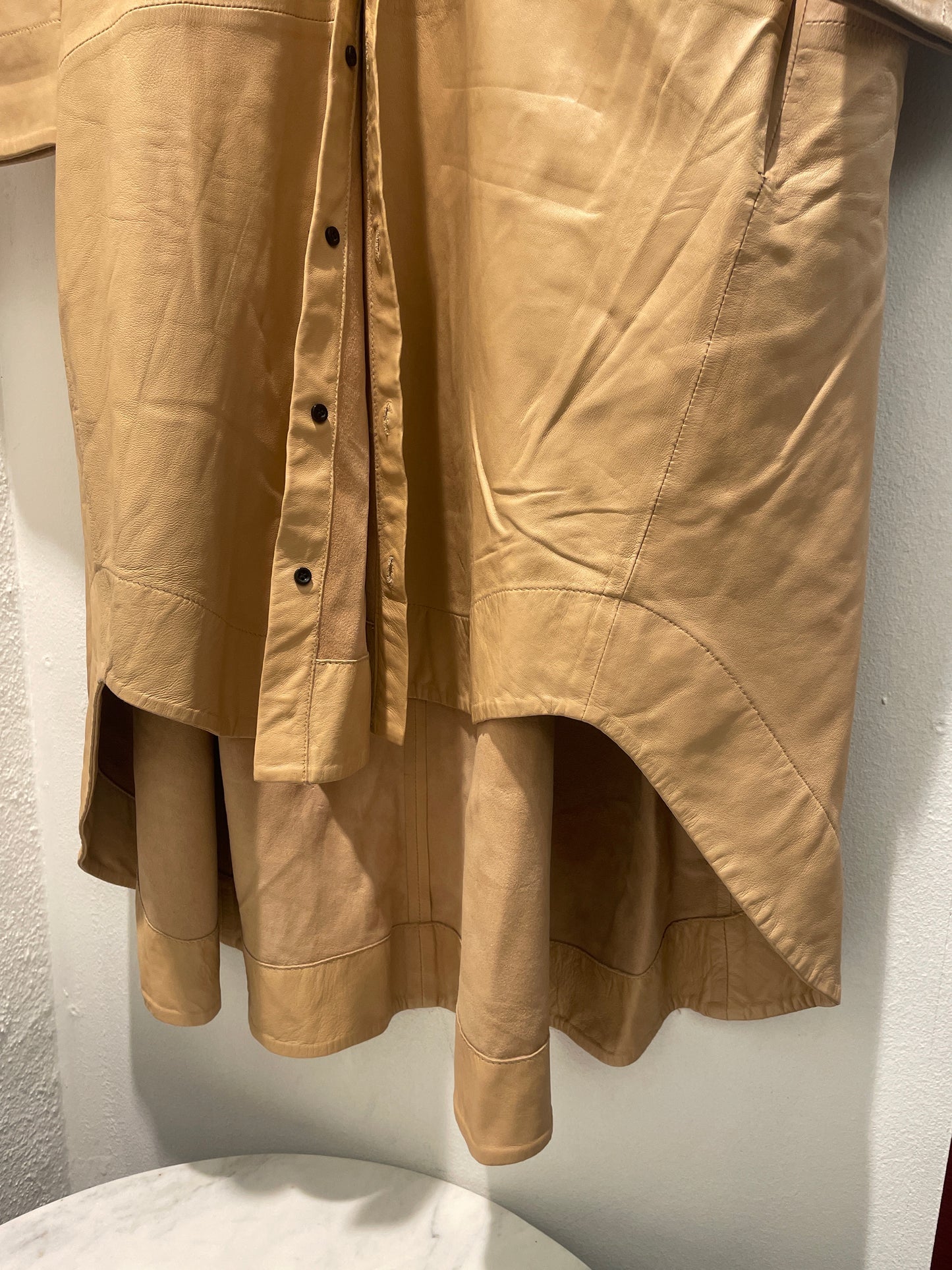 MDK Munderingskompagniet Oversized Leather Shirt Dress – Sand