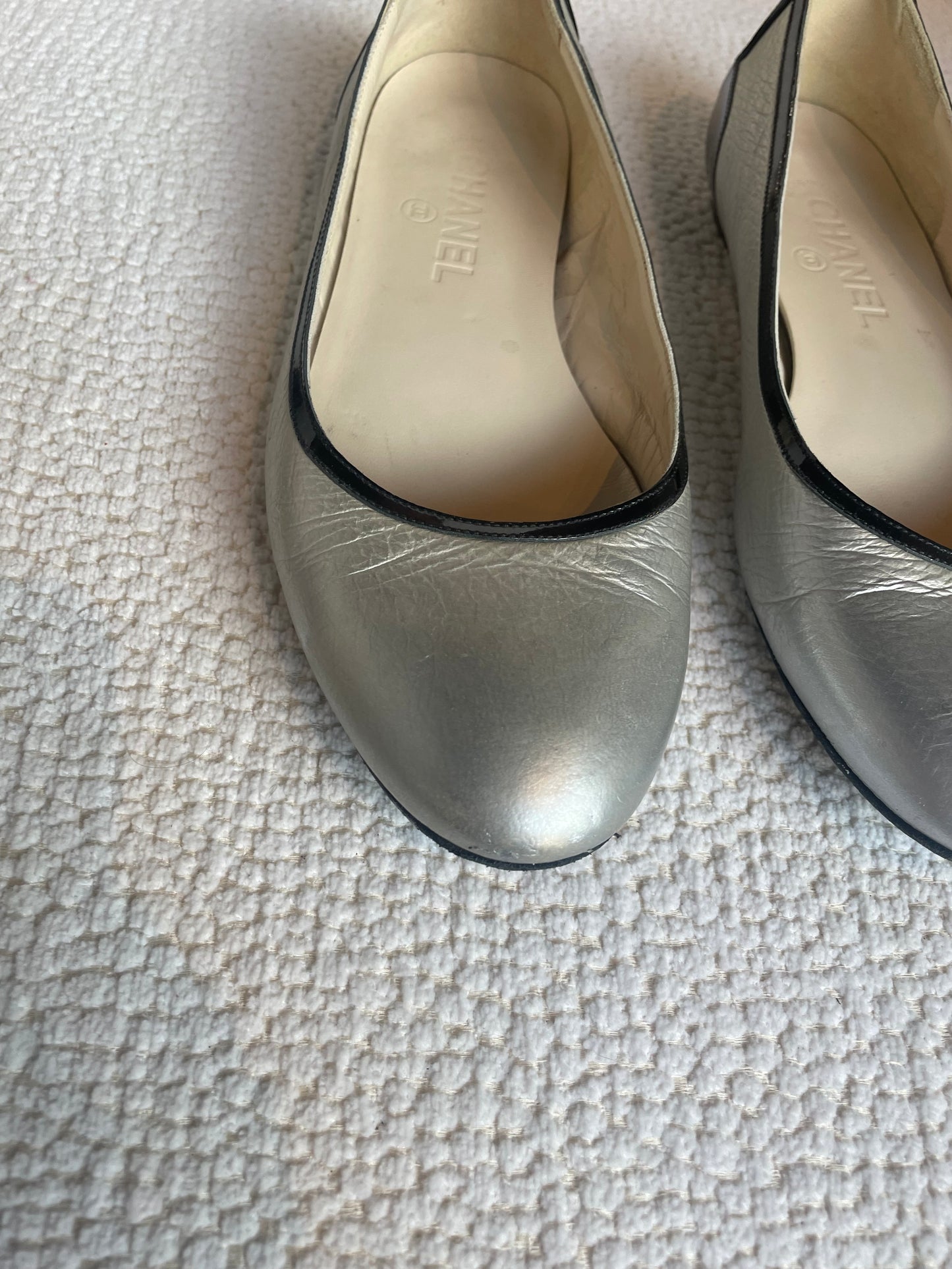 Chanel ballerina - Sølv læder - 38