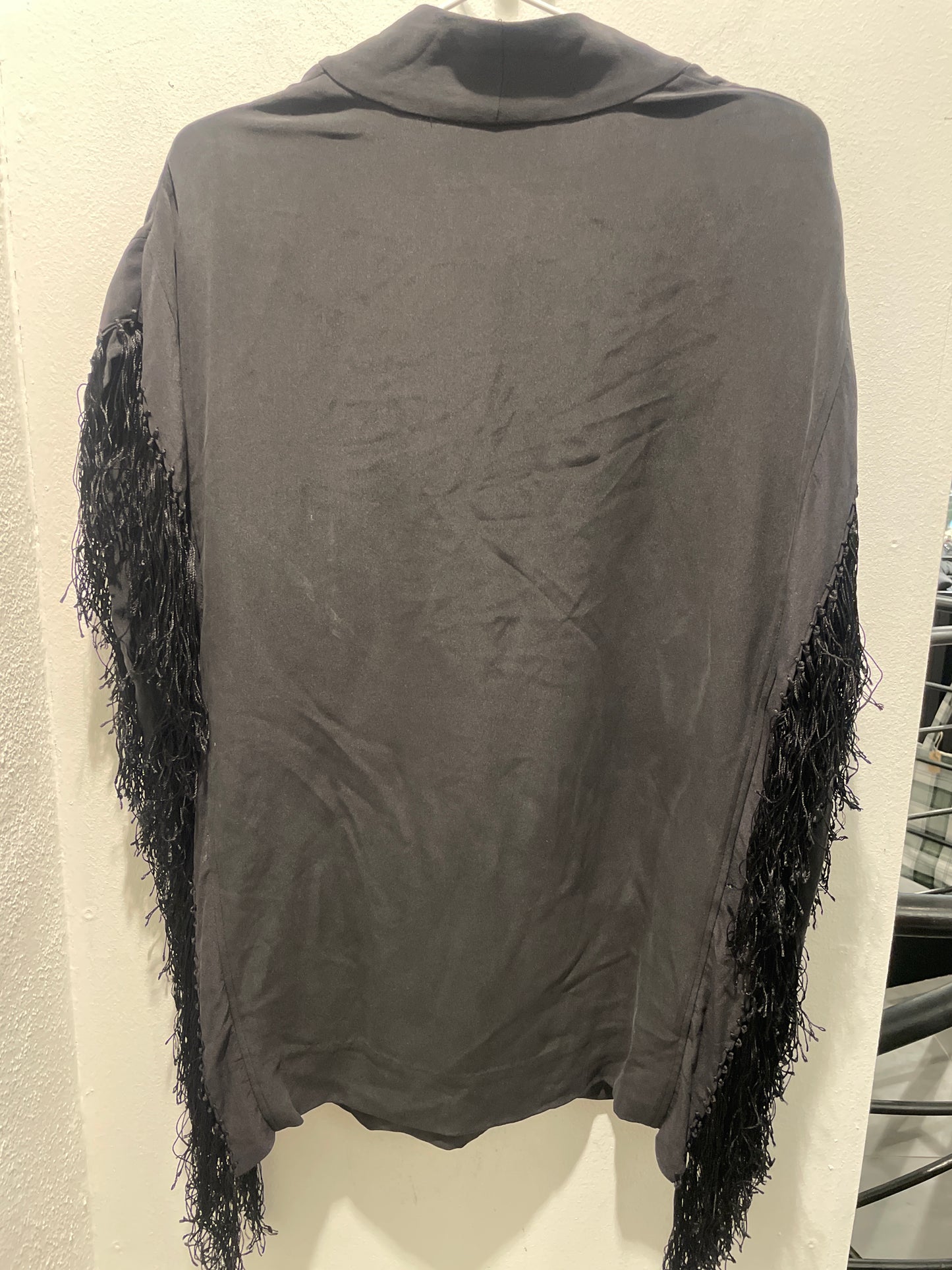 Malene Birger - Real silk - Black blouse - Long fringes in sides - EU36 - Medinas Wardrobe