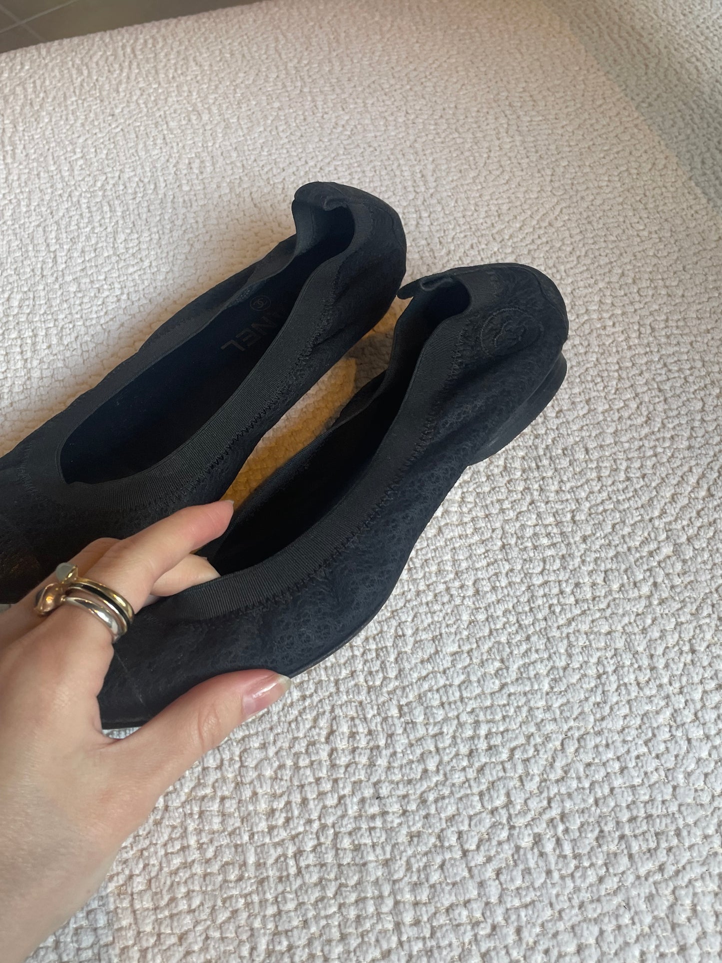 Chanel ballerina - Sort stof og læder - 38