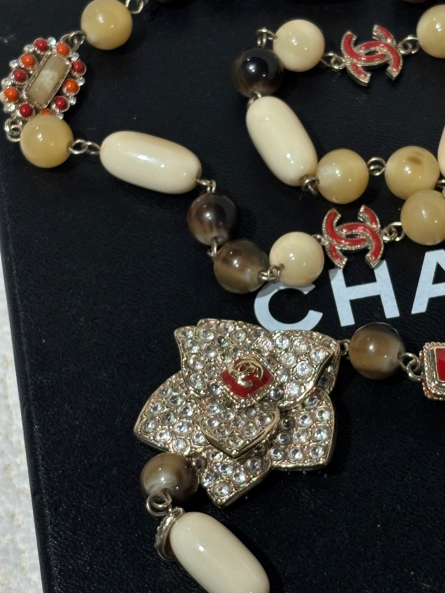 Chanel Camellia Necklace – Multicolour with Crystal Details