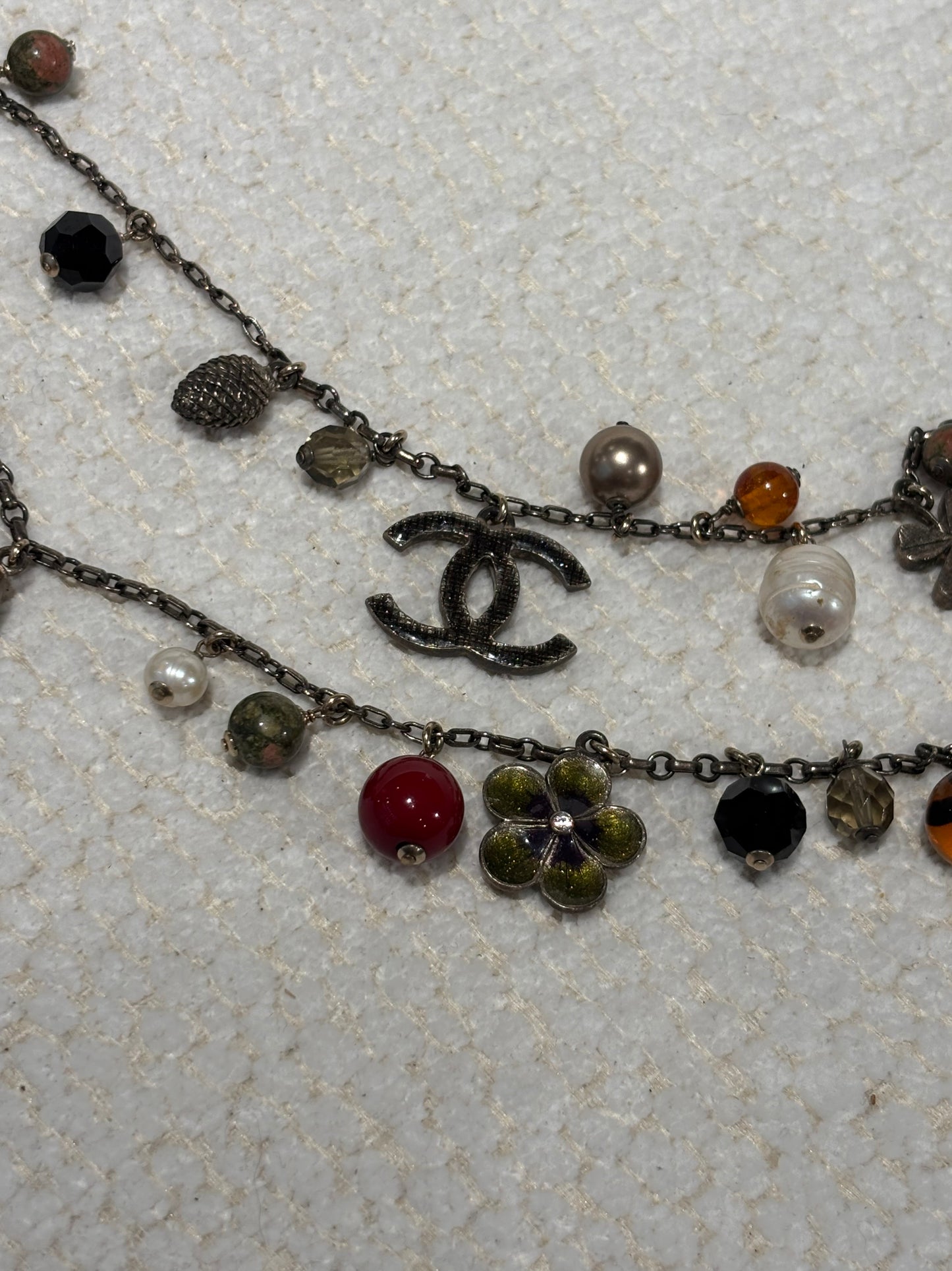 Chanel Charm Necklace – Silver Tone Metal & Multicolour Charms