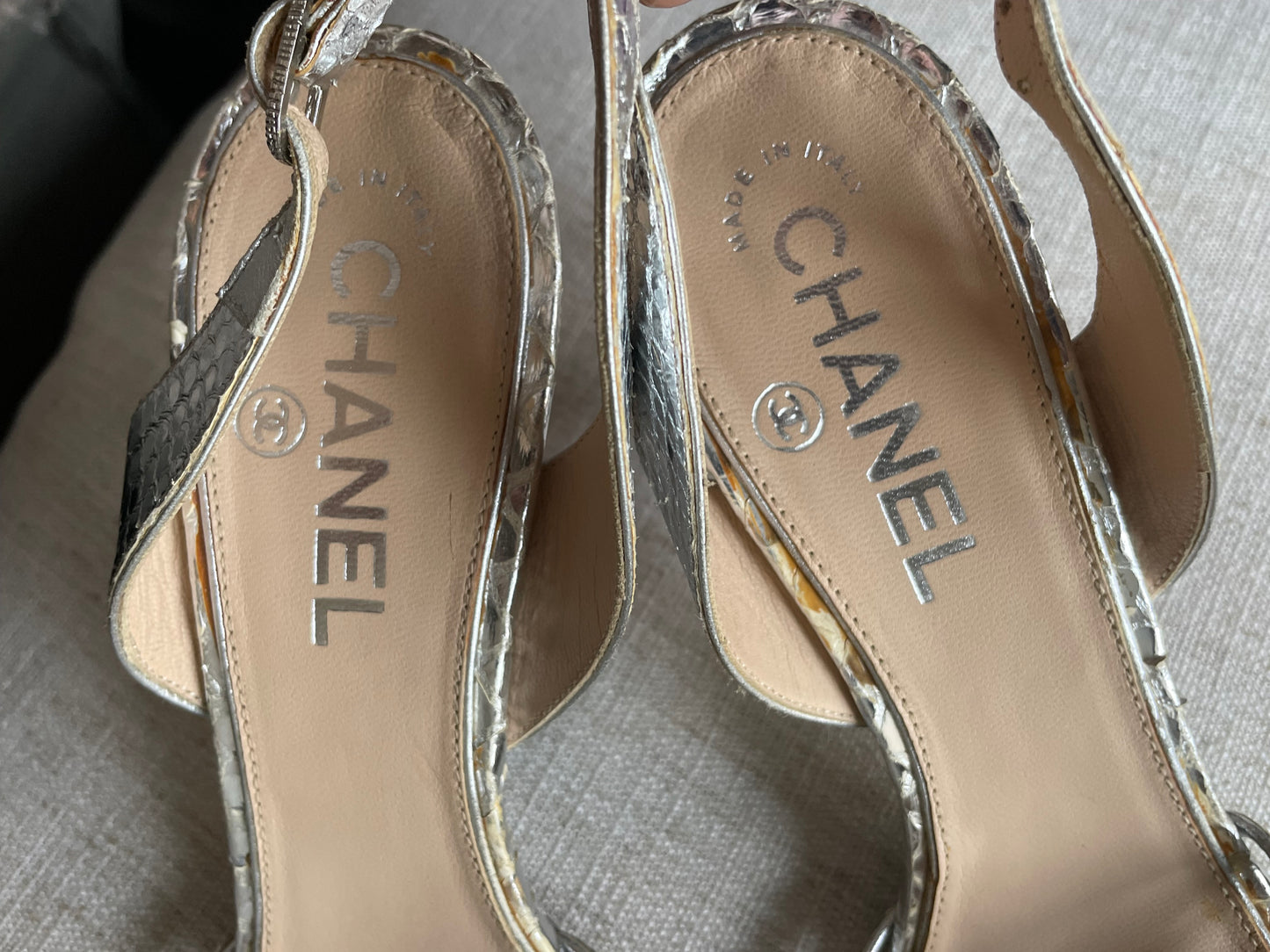 Chanel - heels - Ægte Python - Silver - 38