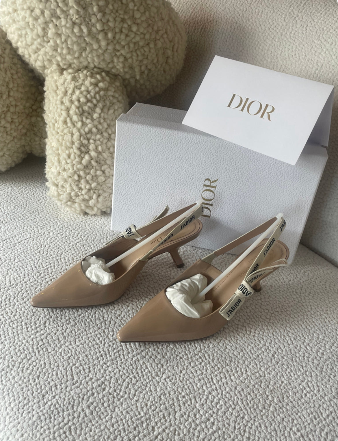 Dior - J’Adior slingback pump - Nude patentlæder - 38