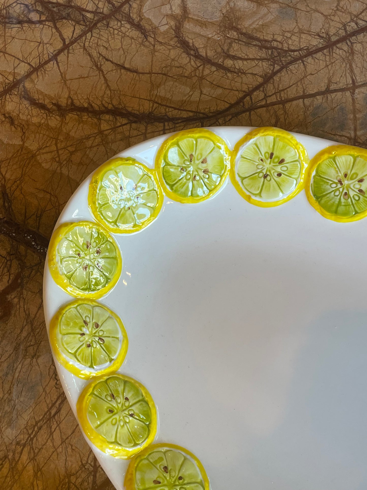 Stort fad m. citronskiver - Italiensk porcelæn
