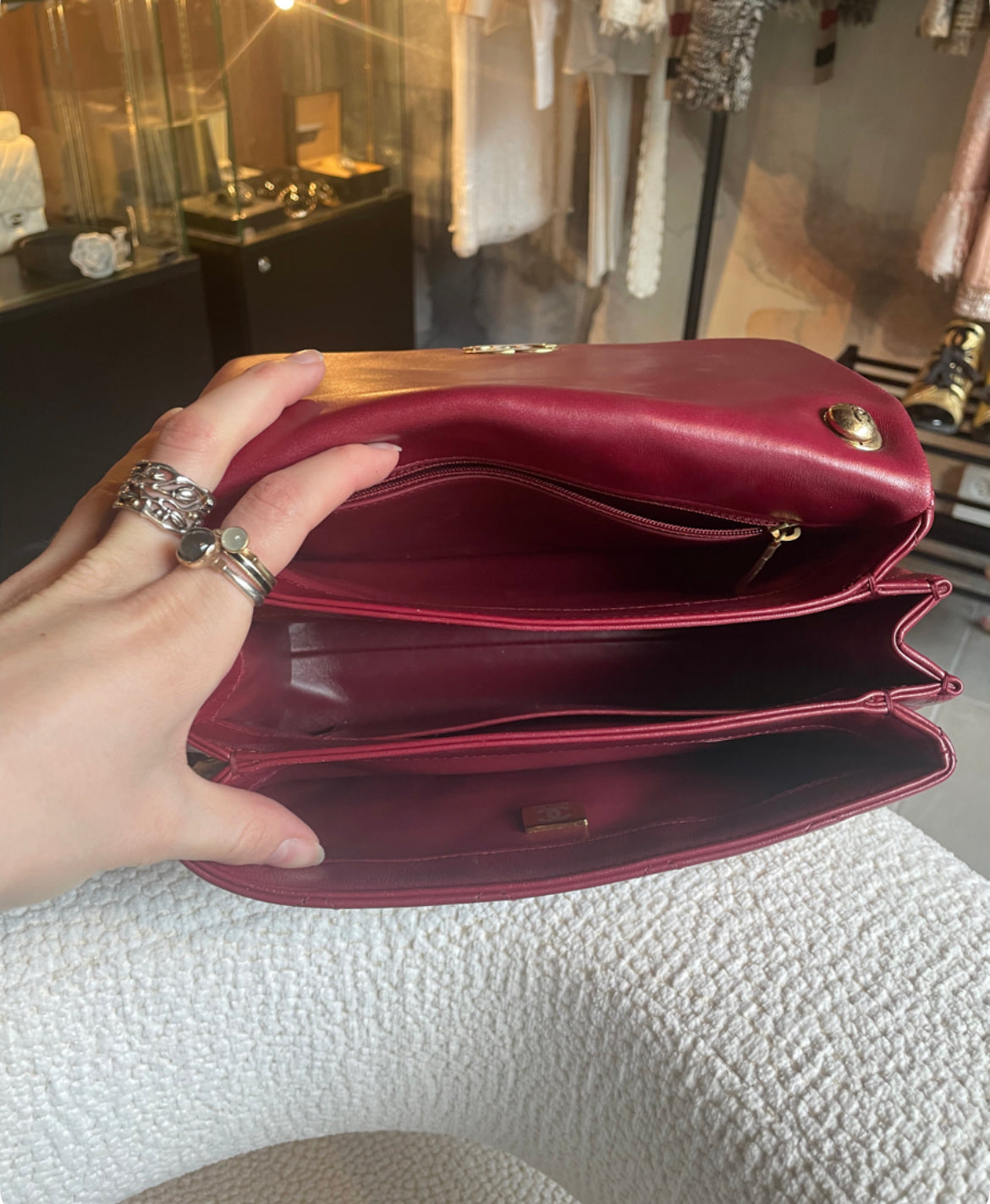 Chanel taske - Bordeaux Lammeskind - Guld hardware - 2022
