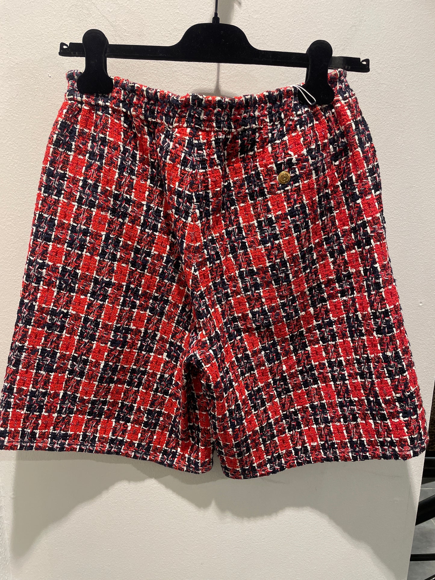 Gucci - Bouclé / tweed shorts - blue / red - S/M - Medinas Wardrobe