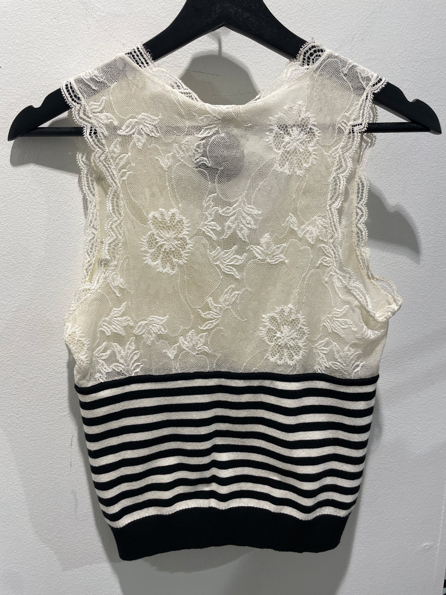Chanel Top – Cashmere Lace Ecru and Black – EU 38