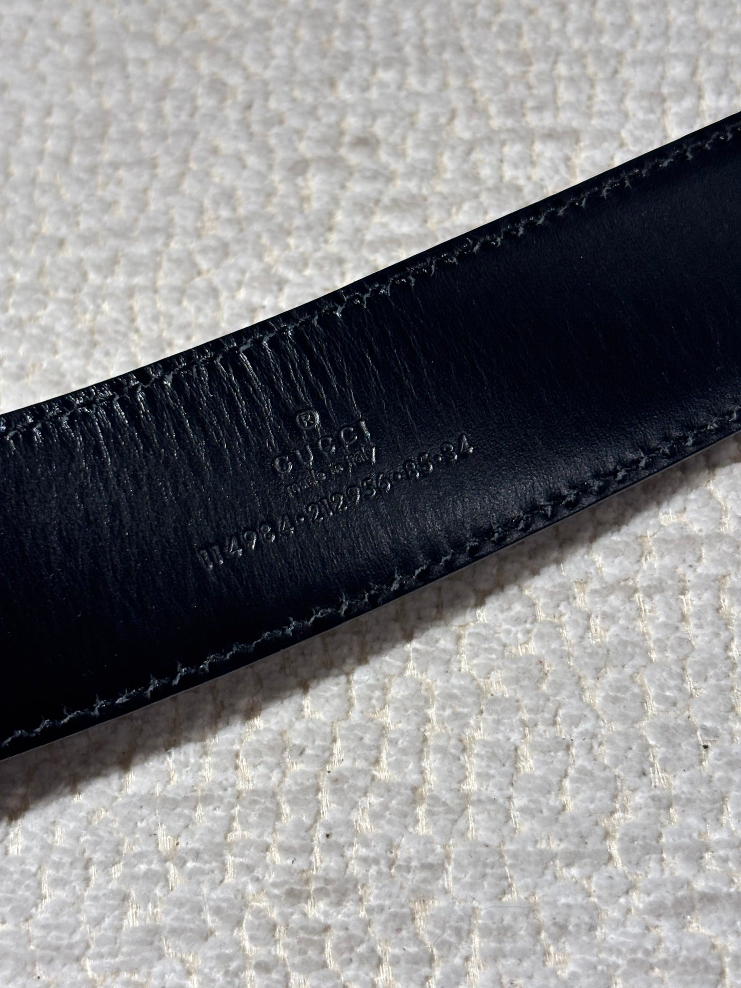 Gucci Belt - Black Leather Monogram & Silver Logo Buckle