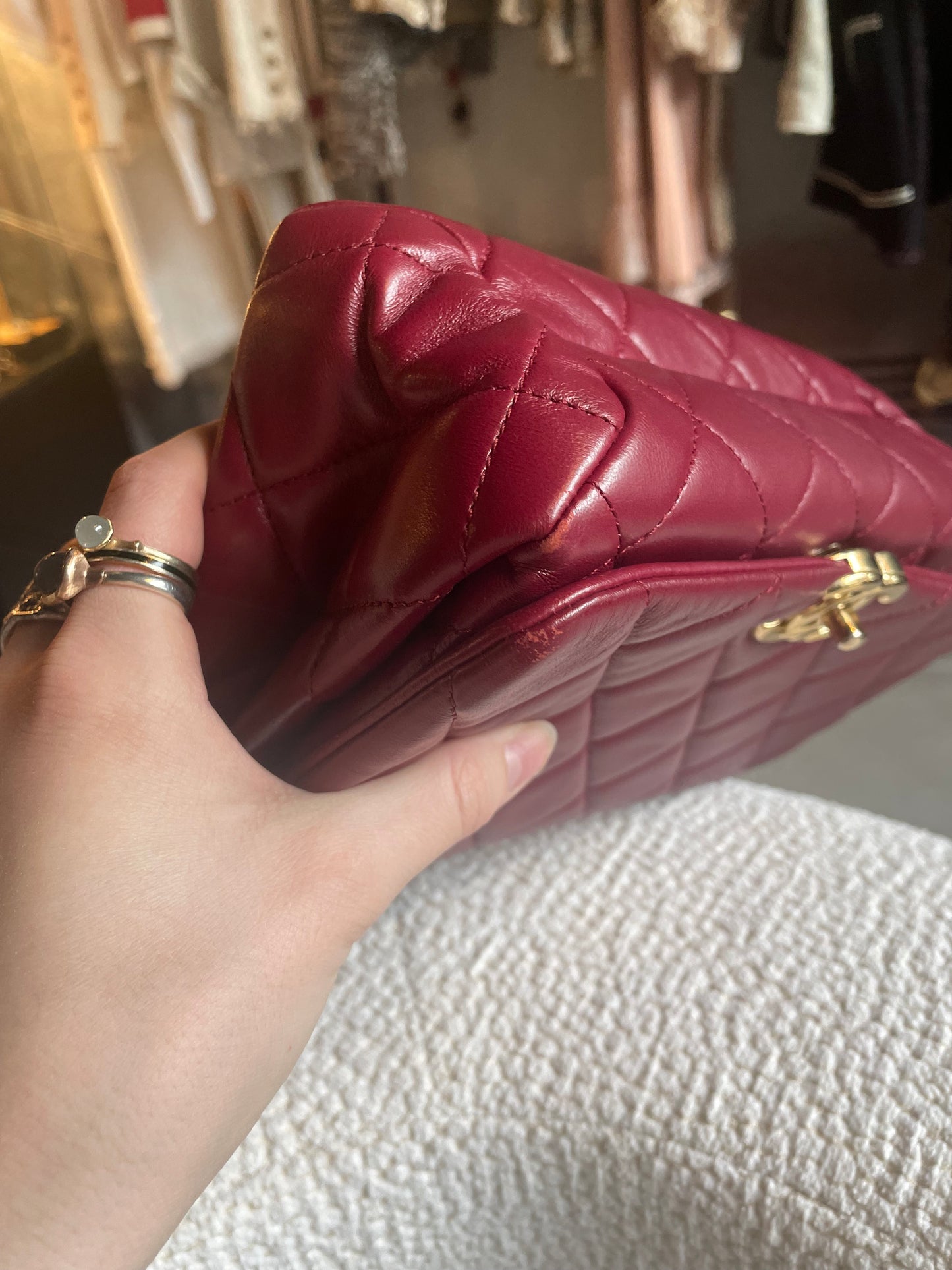 Chanel taske - Bordeaux Lammeskind - Guld hardware - 2022
