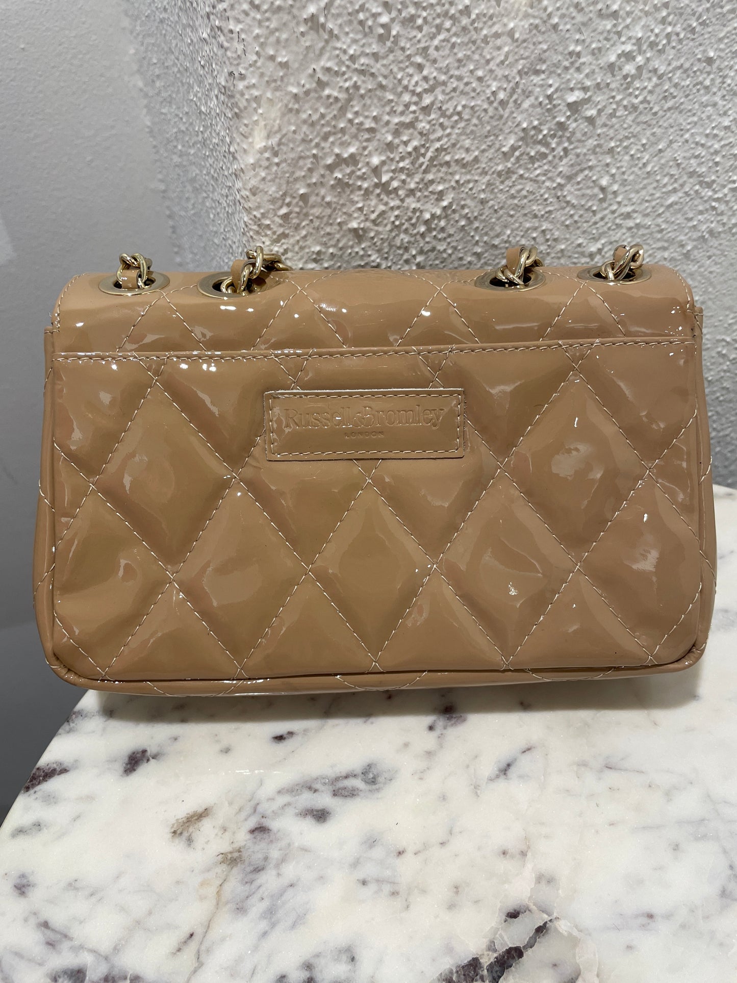 Russell & Bromley Quincemini Patent Leather Bag – Nude