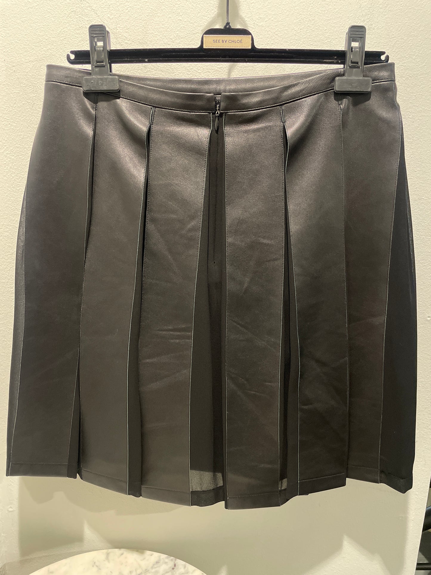 Sonia Rykiel - pleated skirt - M- lamb leather