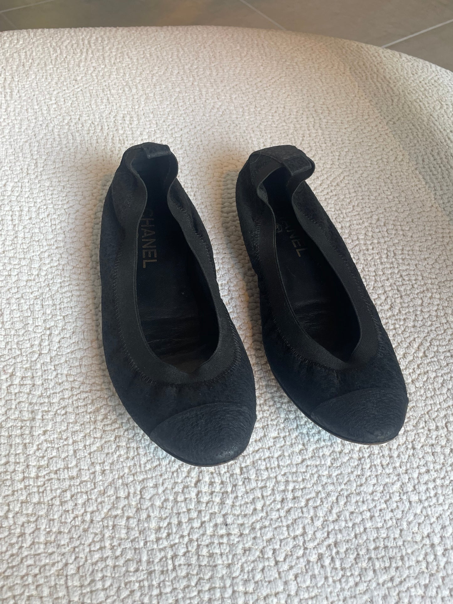 Chanel ballerina - Sort stof og læder - 38