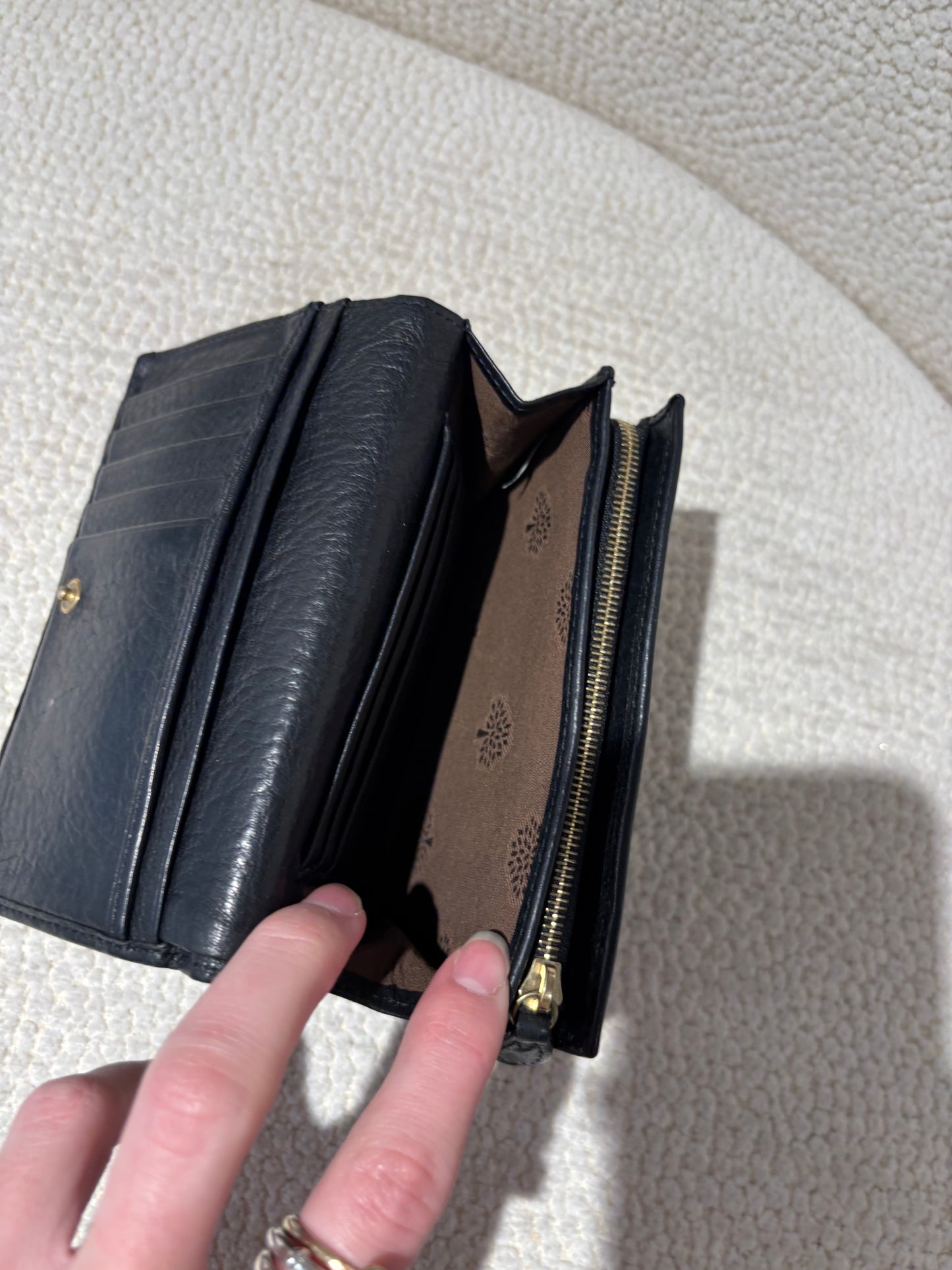 Mulberry Wallet - Black Leather & Gold Hardware