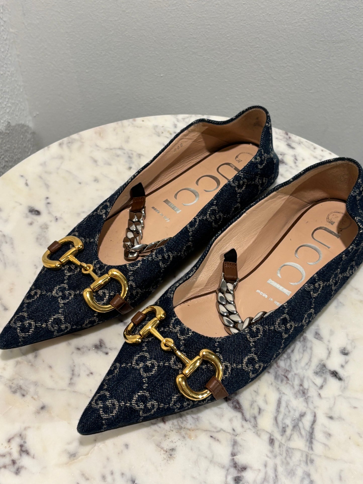 Gucci - Denim Ballerinas - GG Monogram - EU40 - Medinas Wardrobe