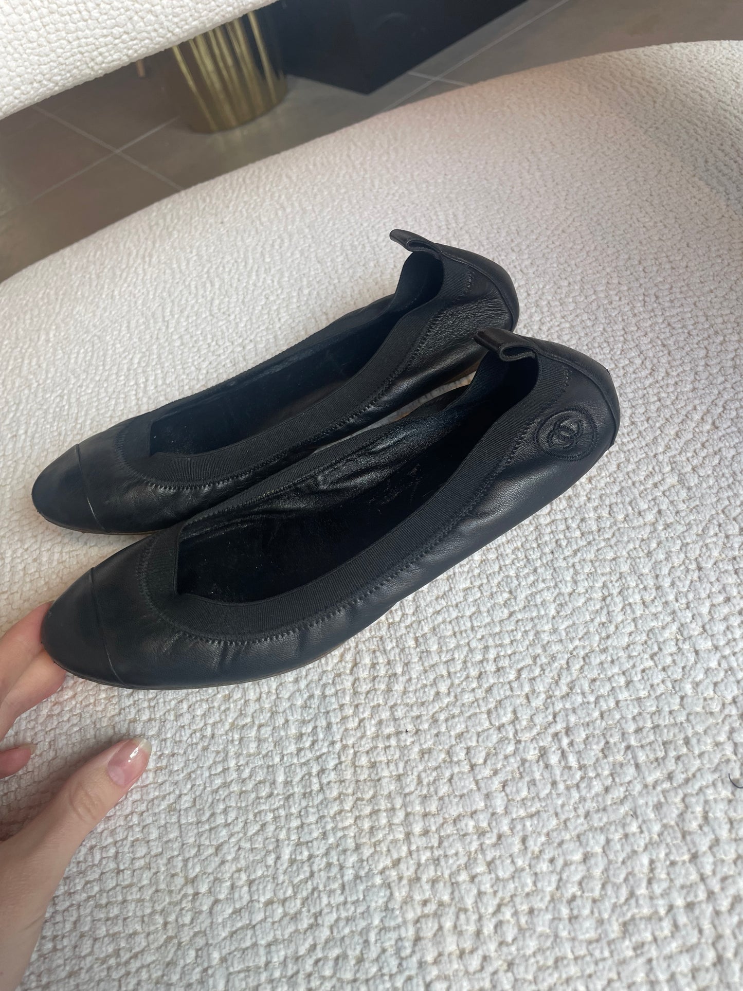 Chanel ballerina - Sort læder - 38
