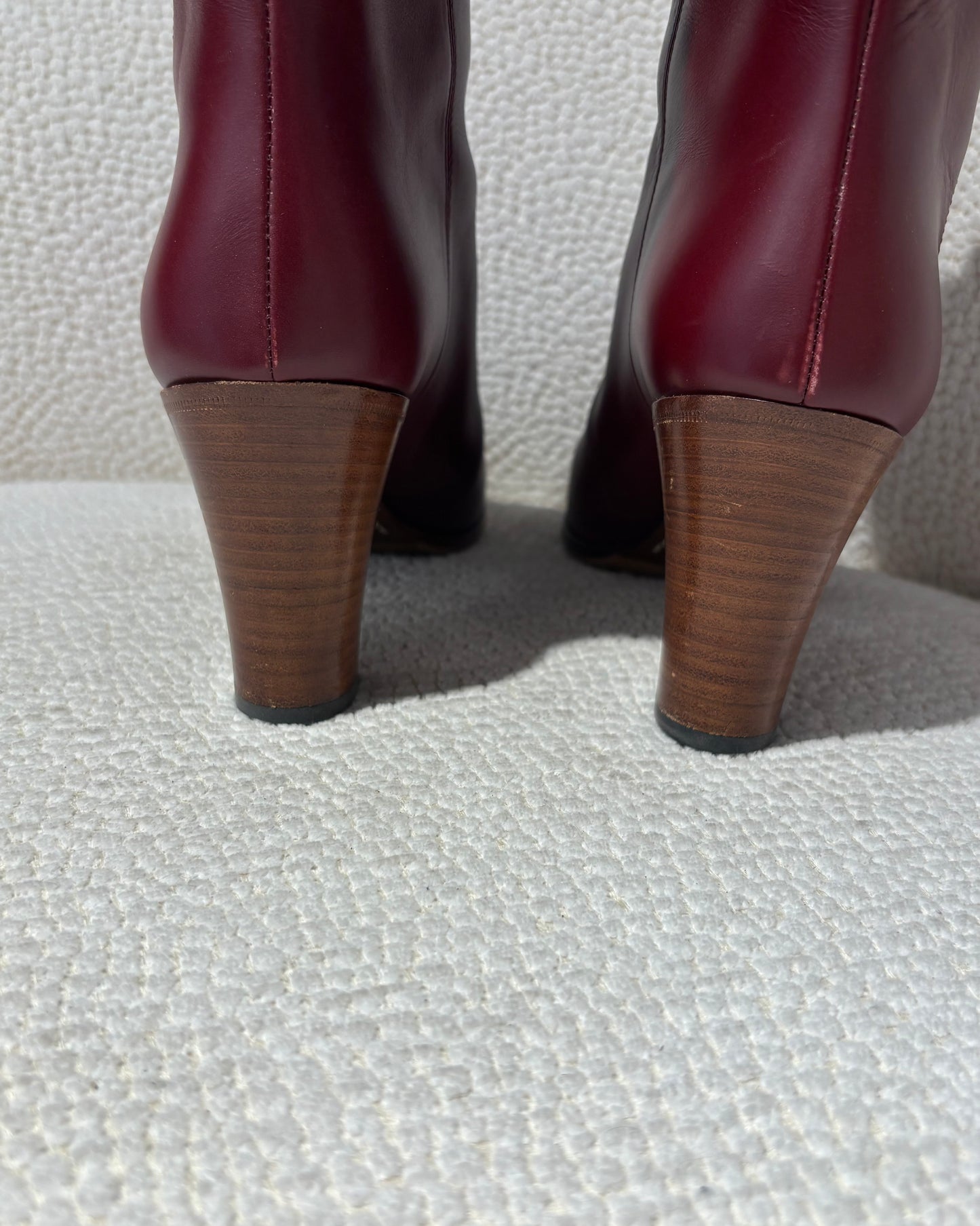 Gucci Boots – Bordeaux Leather & Faux Fur Monogram – EU 41