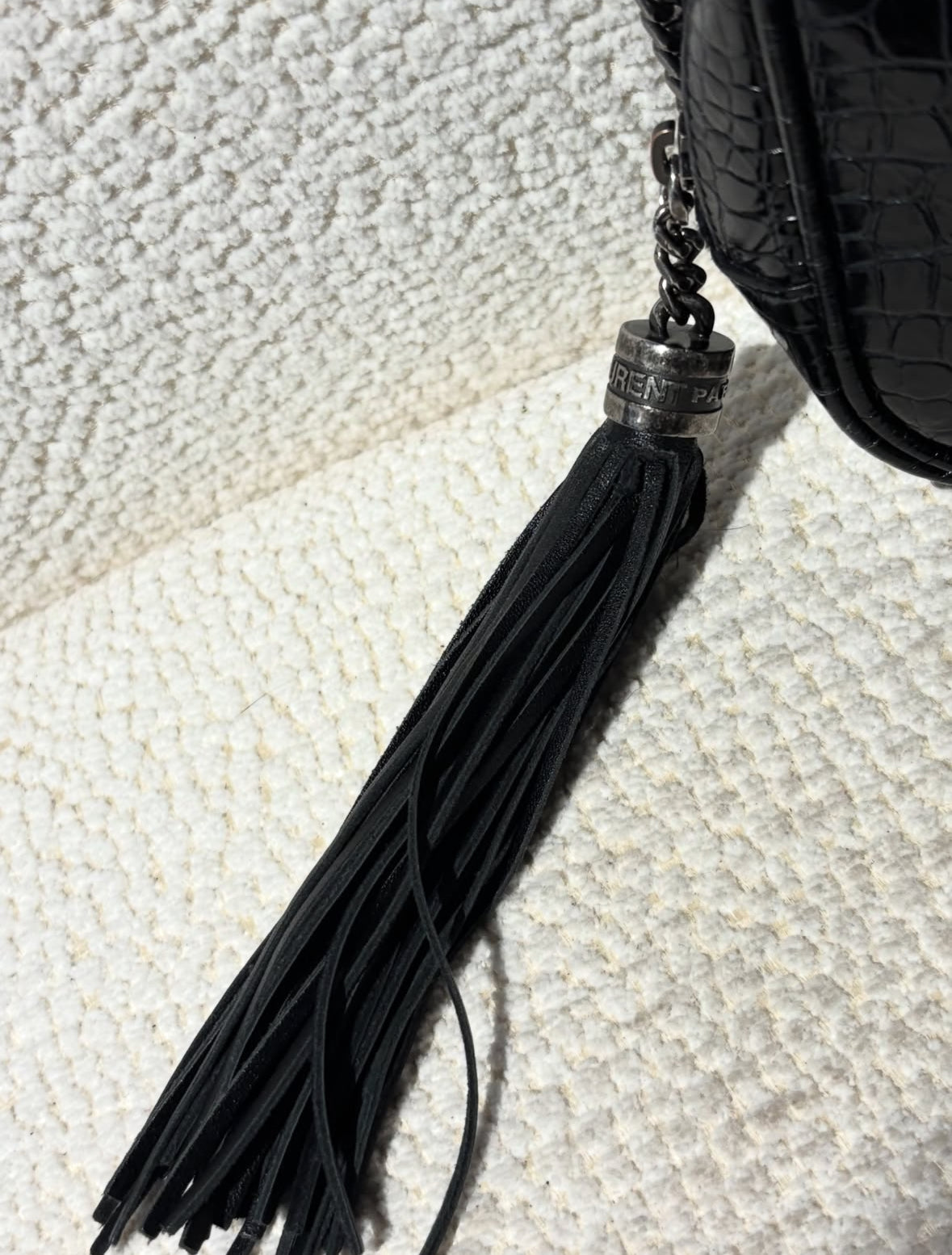 Yves Saint Laurent Crossbody – Crocodile Embossed Leather - Black