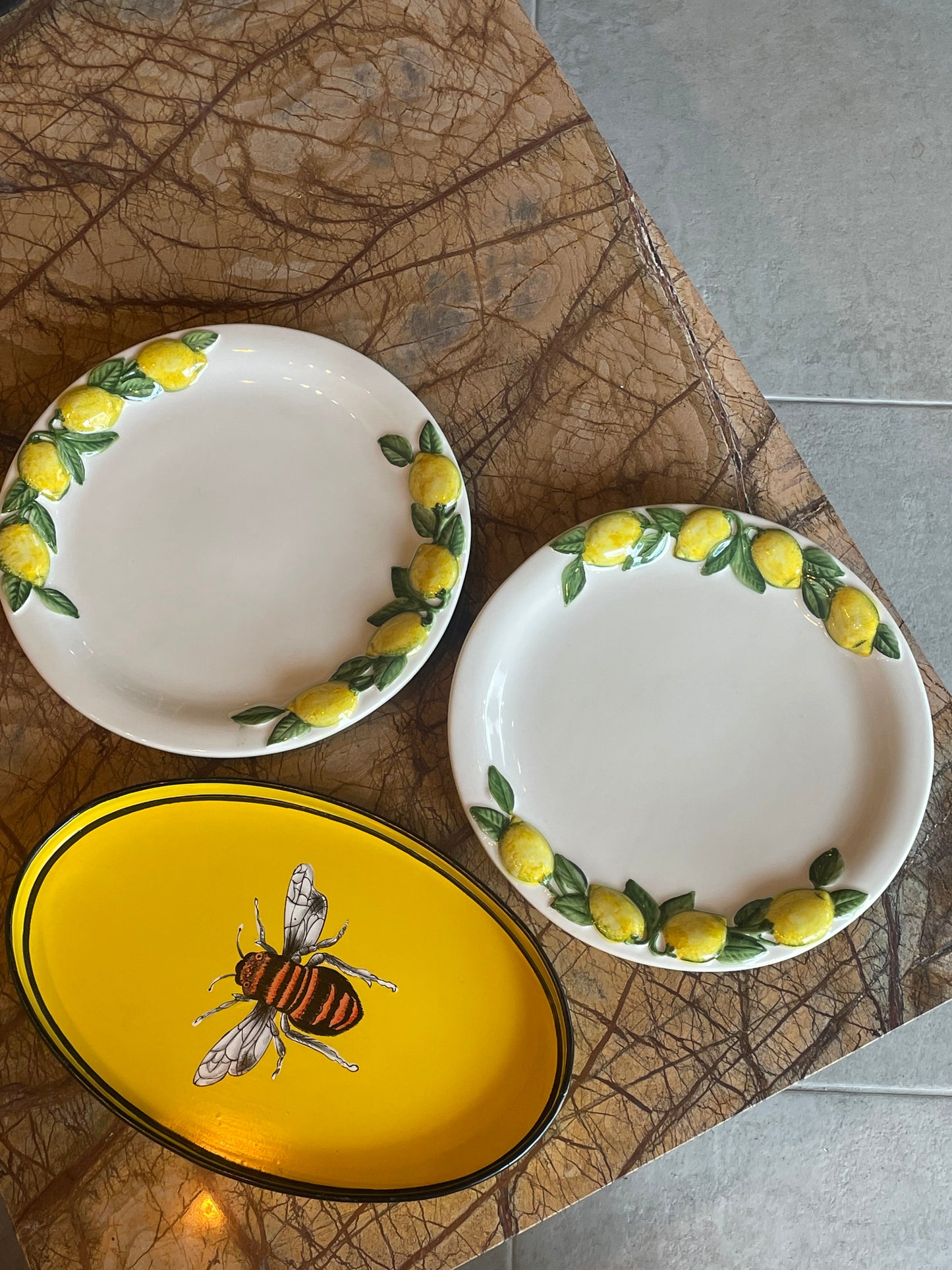 Lille fad / tallerken m. citronranker - Italiensk porcelæn