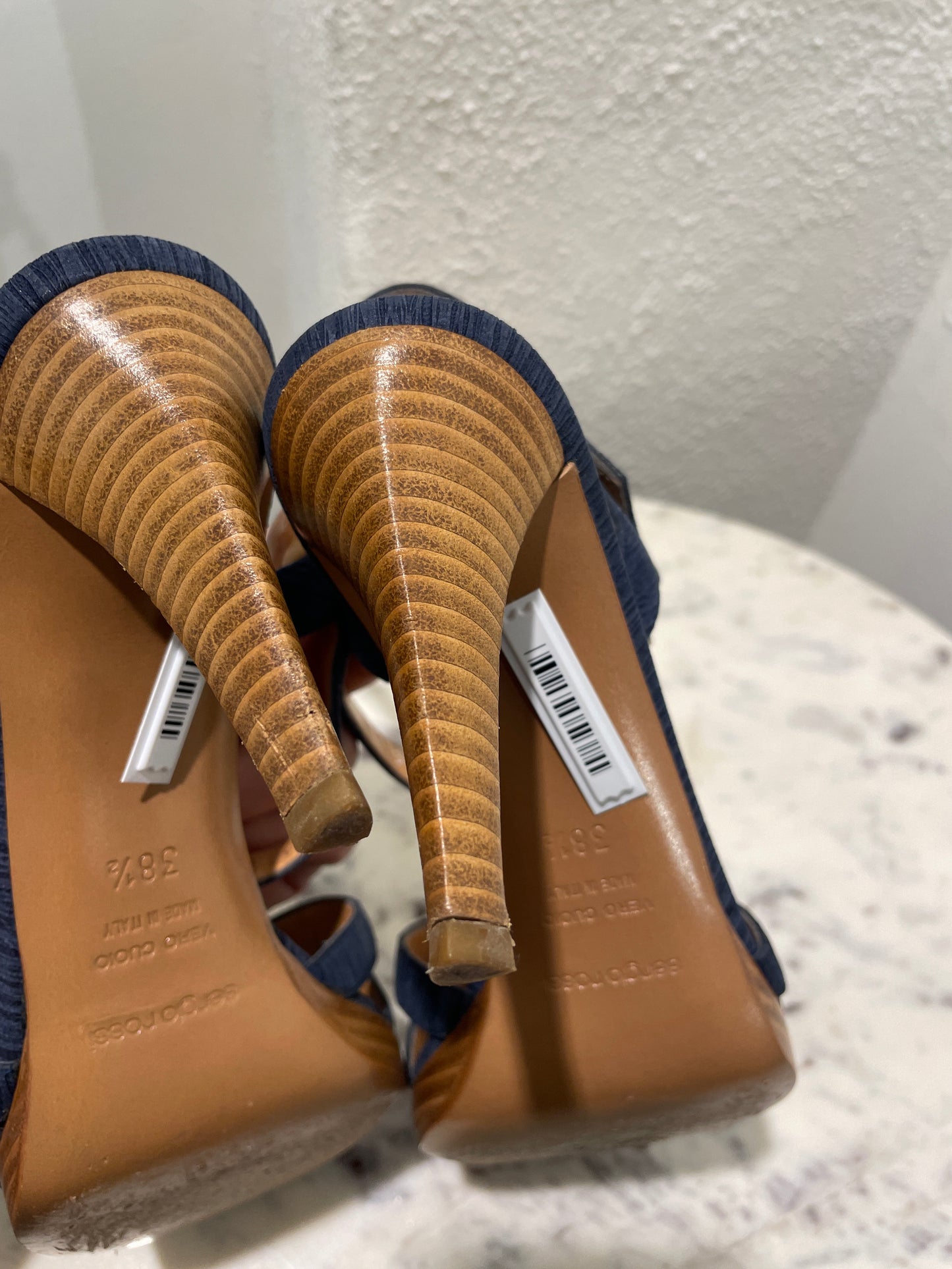 Vintage Sergio Rossi Suede Strappy Platform Sandals - 38,5
