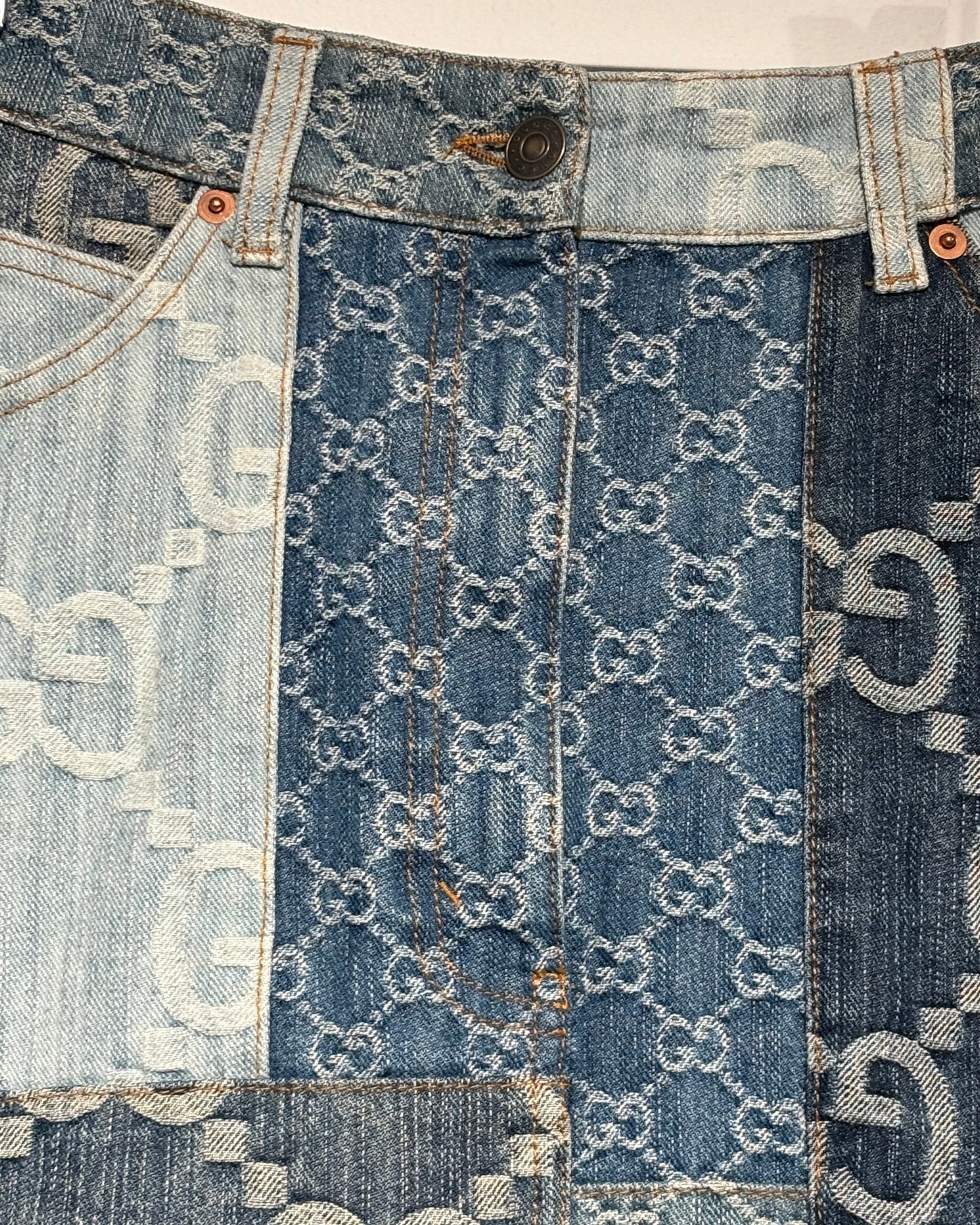 Gucci Skirt – GG Jaquard Patchwork Denim - EU 36