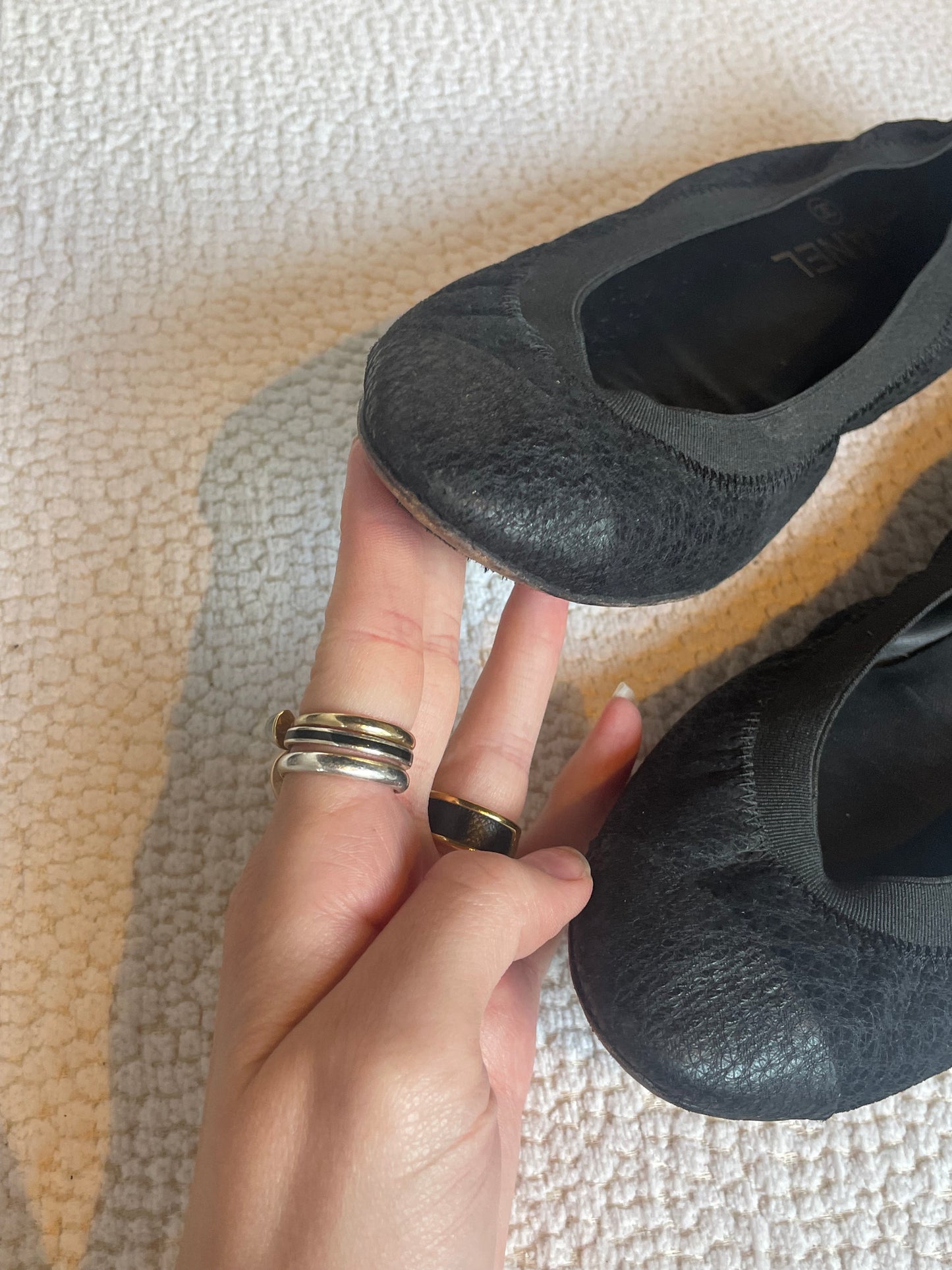 Chanel ballerina - Sort stof og læder - 38