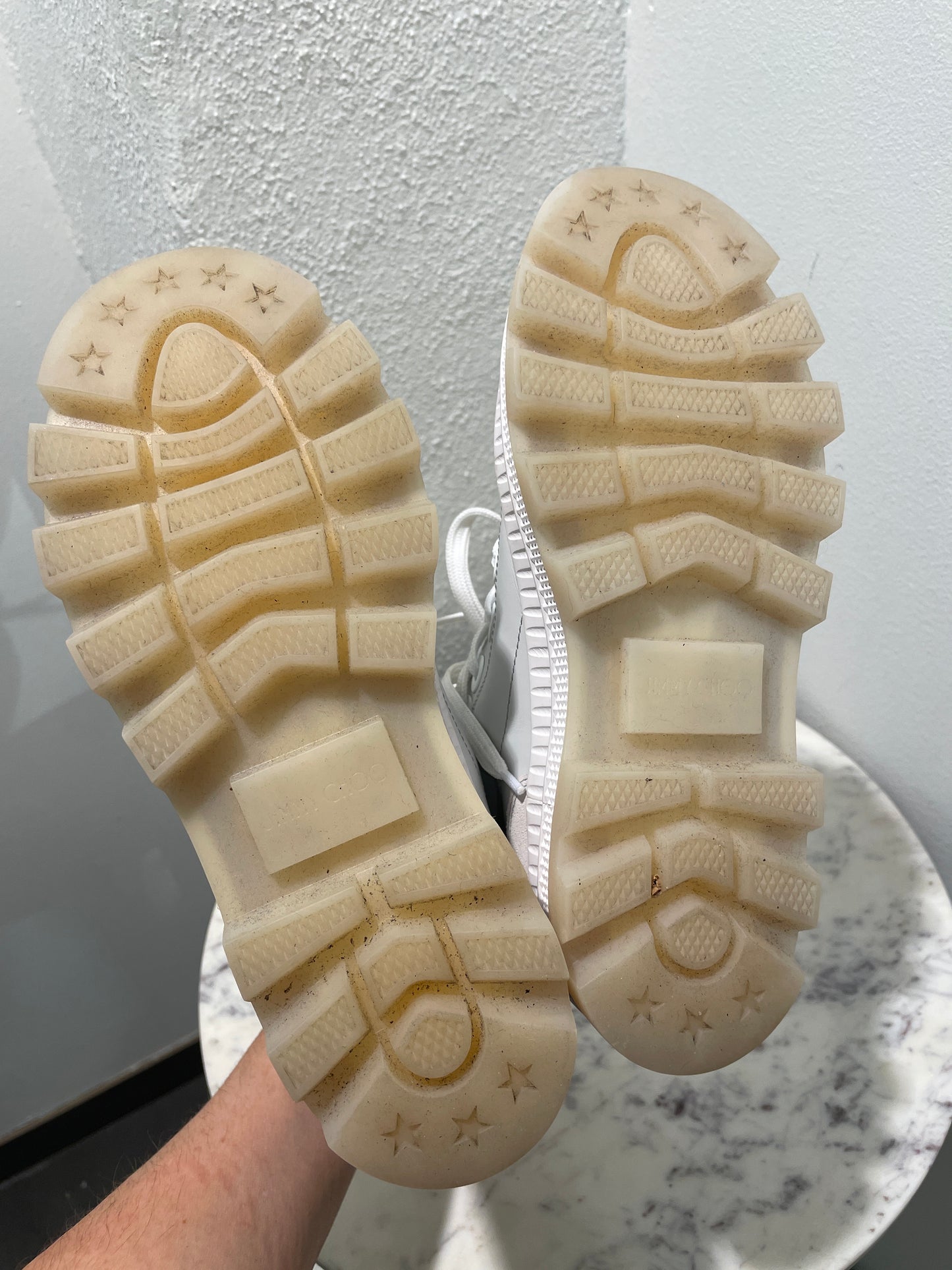 Jimmy Choo Nord White Nappa Leather & Suede Sneaker Boots - 37