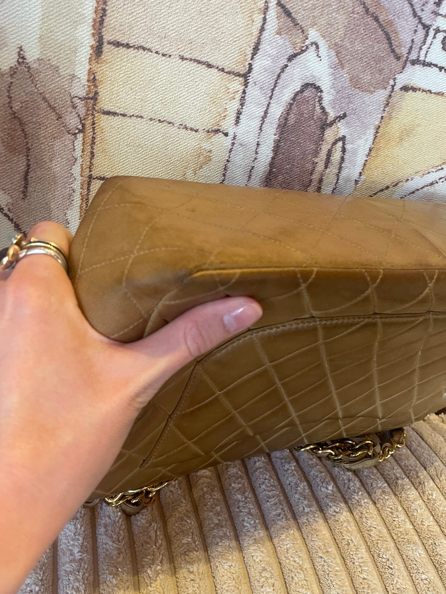 Vintage Chanel Single Flap Bag - Jumbo - Camel - 24k Guld hardware