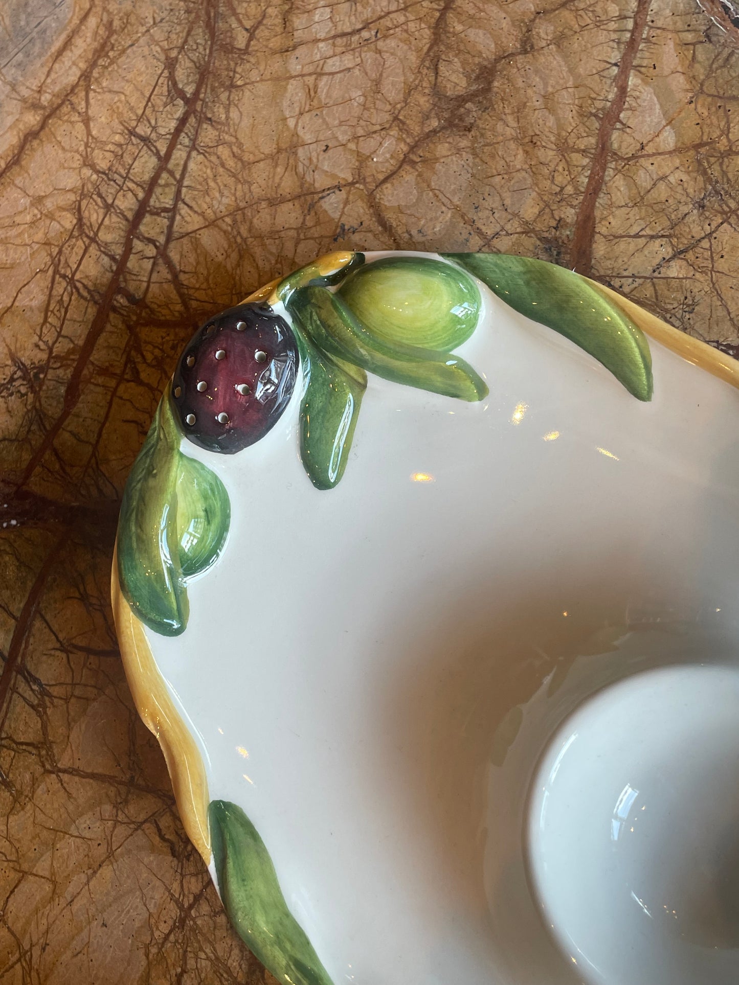 Fad til oliven - Italiensk porcelæn - M. tandstikholder