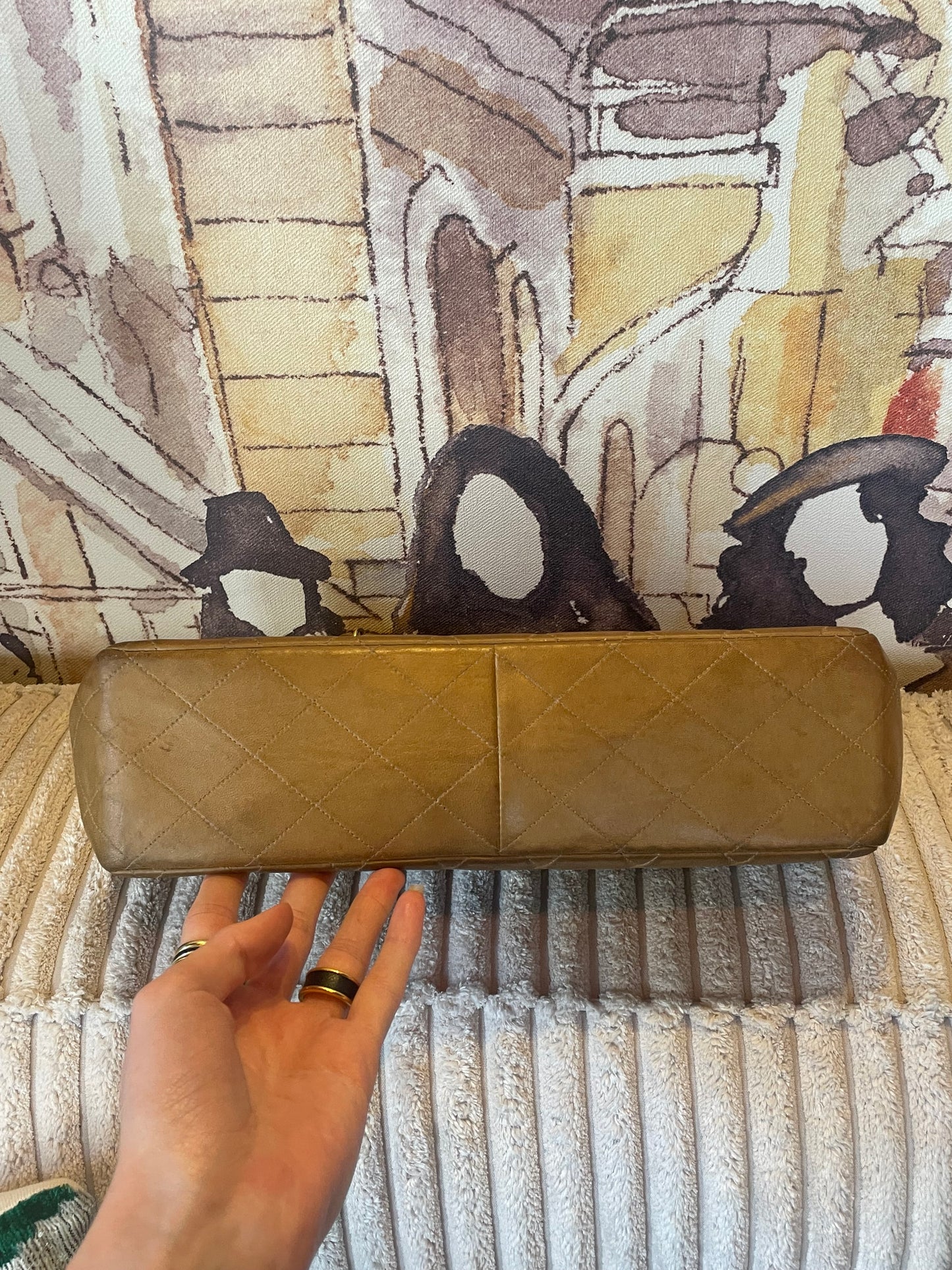 Vintage Chanel Single Flap Bag - Jumbo - Camel - 24k Guld hardware