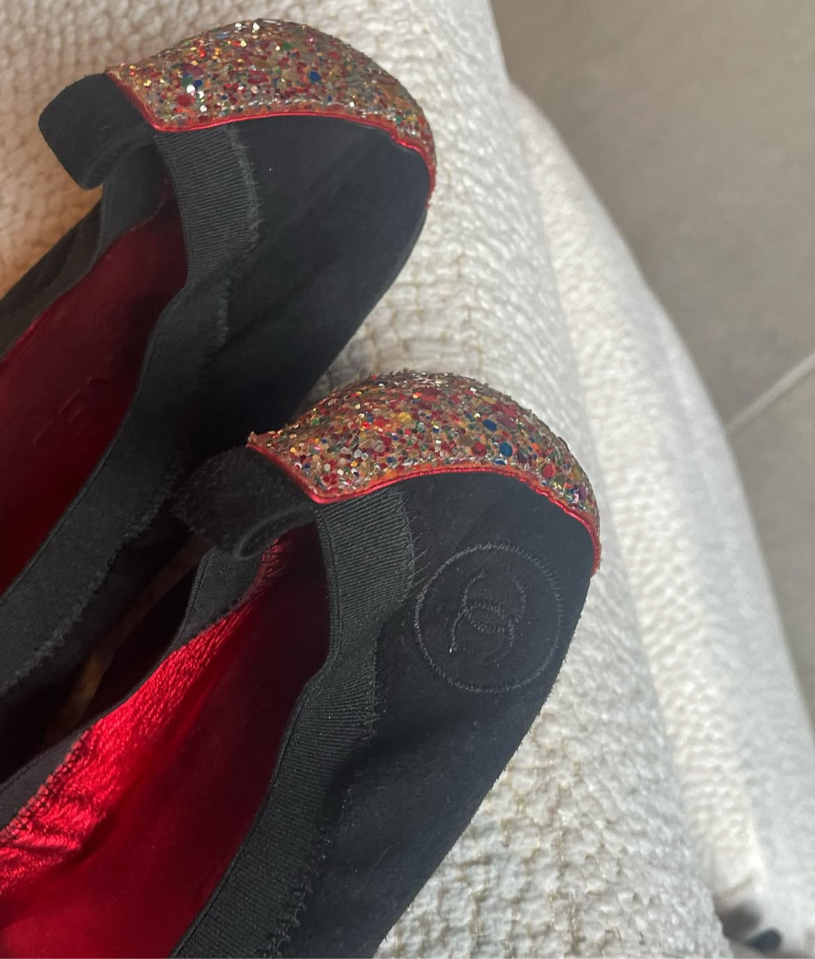 Chanel ballerina - Sort ruskind med glitter - 38