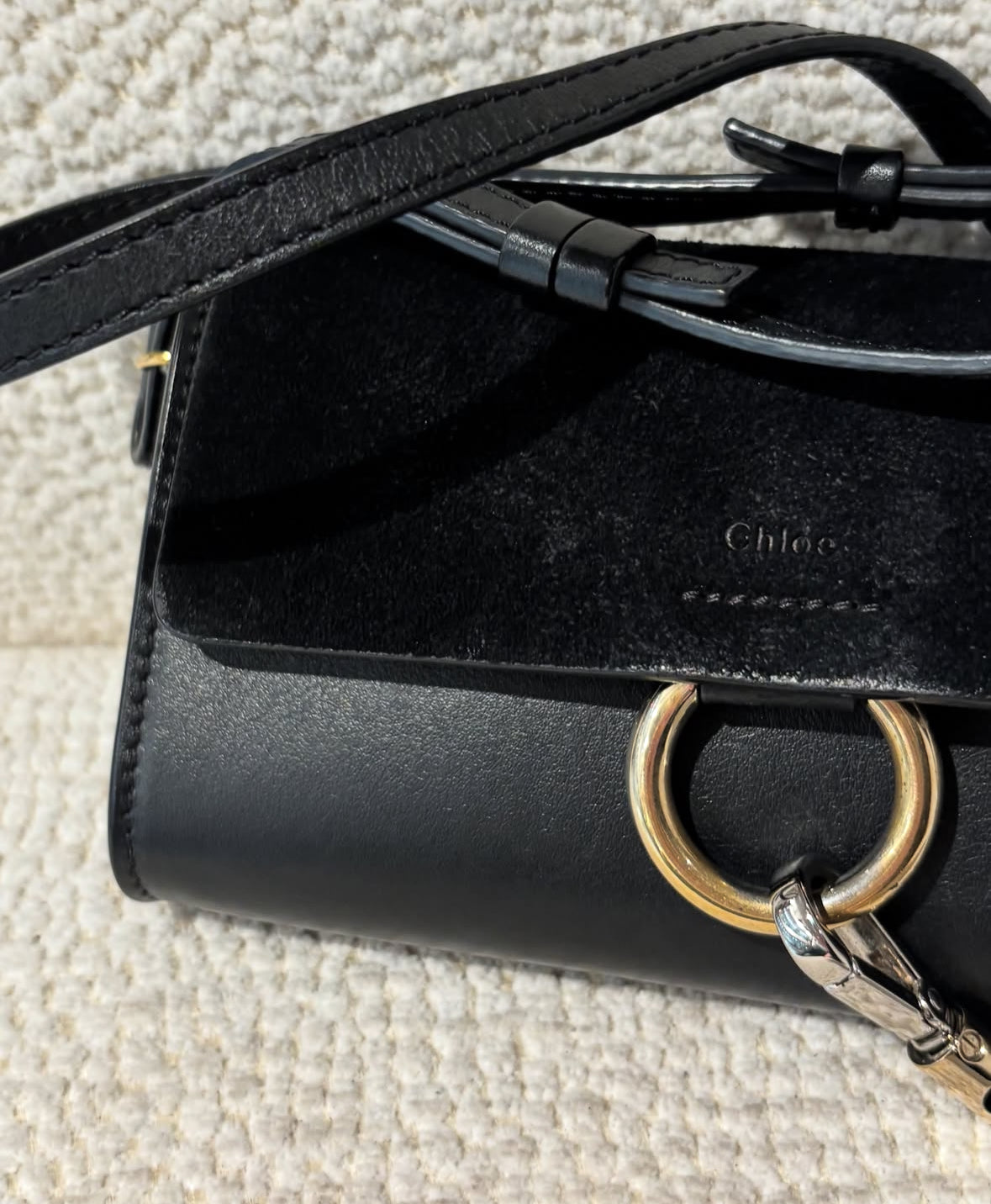 Chloé Mini Faye Bag - Black Leather & Suede