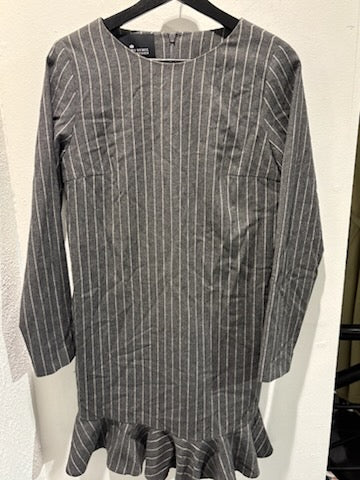 Designers Remix - Grey wool dress - white stripes - XS/S - Medinas Wardrobe