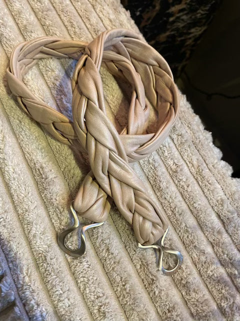 Chanel - Bælte - Flettet skind - dusty rose & sølv