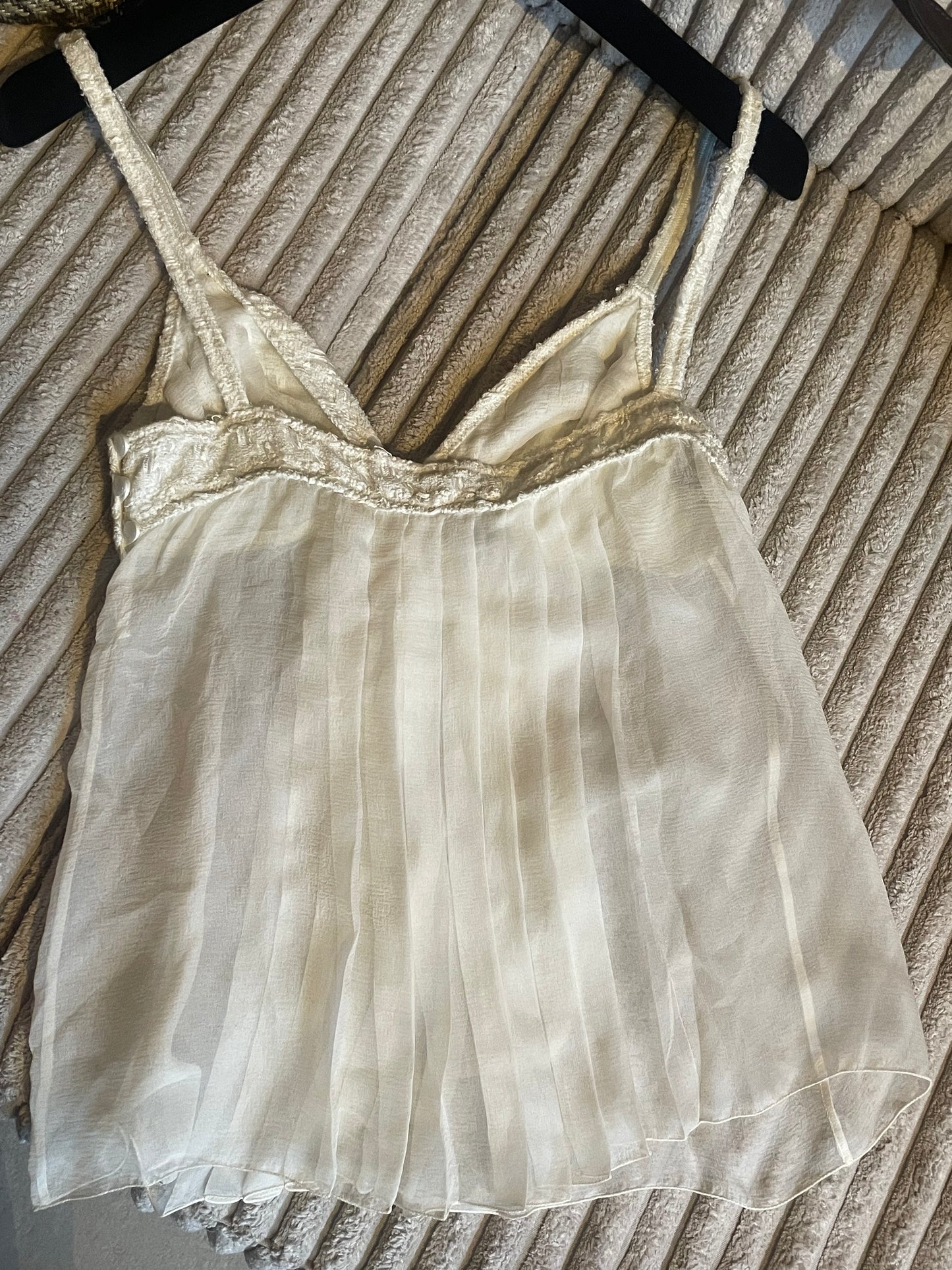 Chanel - Top i bouclé/tweed og silke