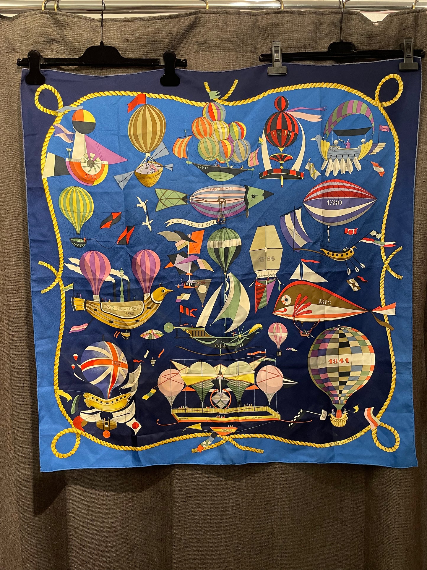 Hermès "Les Folies du Ciel" Silk Carré 90 – Blue