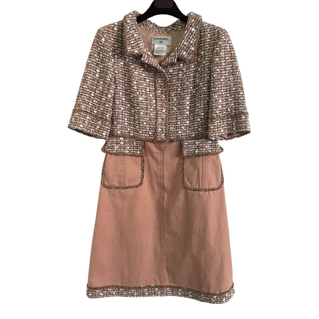 Chanel - Kjole - Tweed - Lærred - str S/M