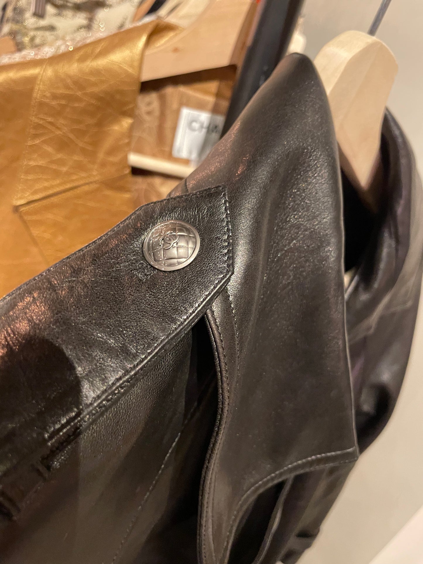 Chanel Trenchcoat i sort lammeskind - Chanel