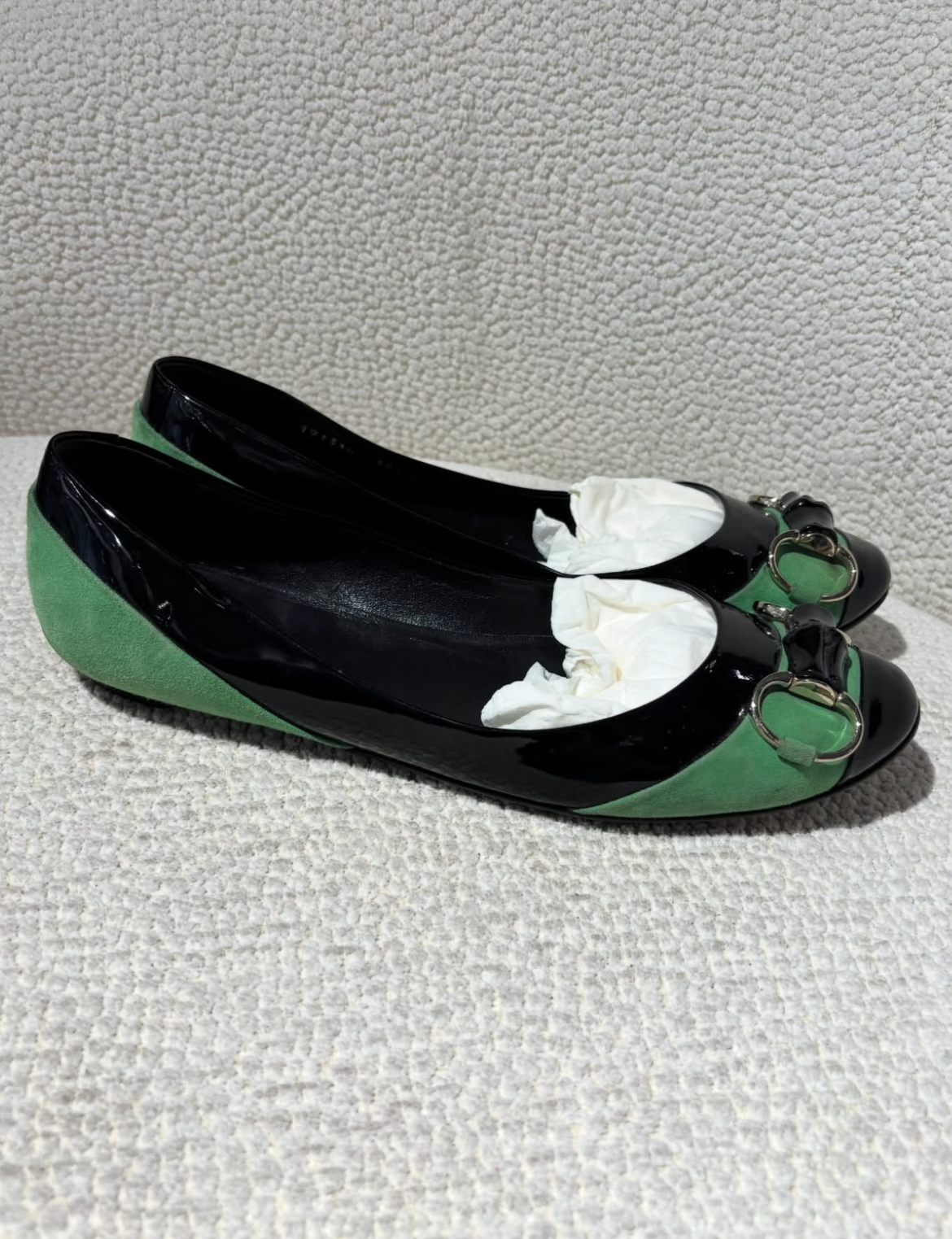 Gucci Ballerina - Green suede with Bamboo Bit - EU 39.5C