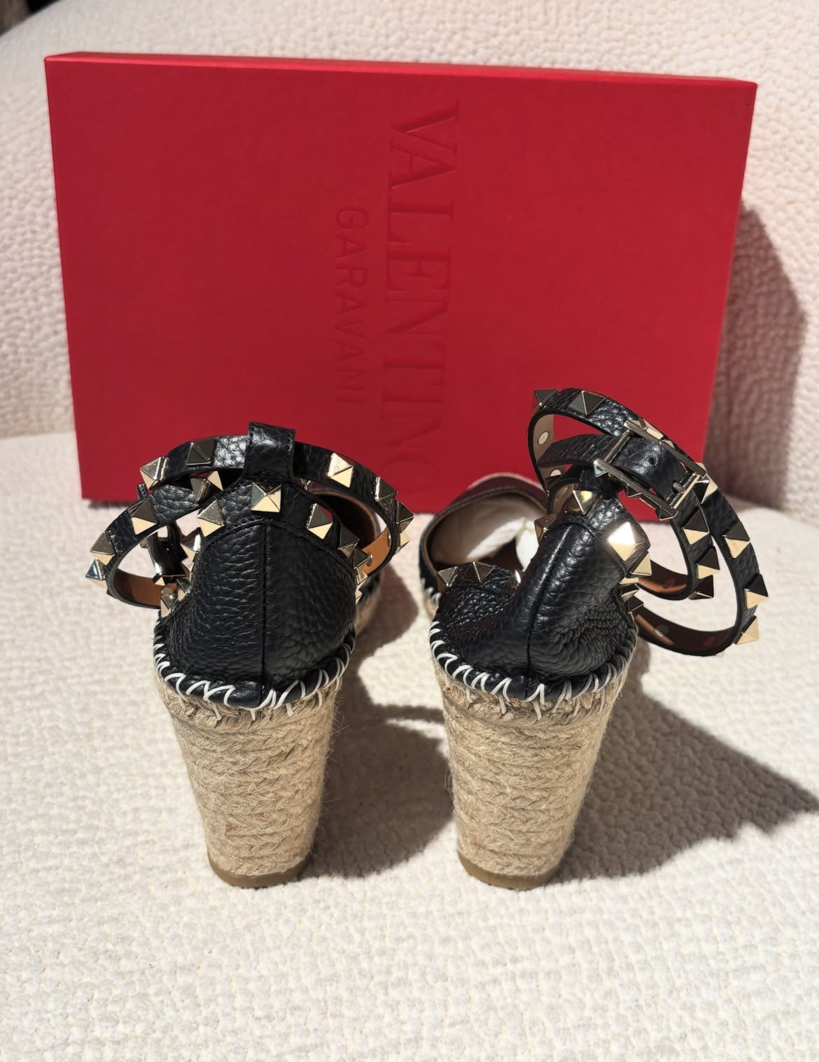 Valentino Wedge Sandals - Leather & Raffia - EU 38