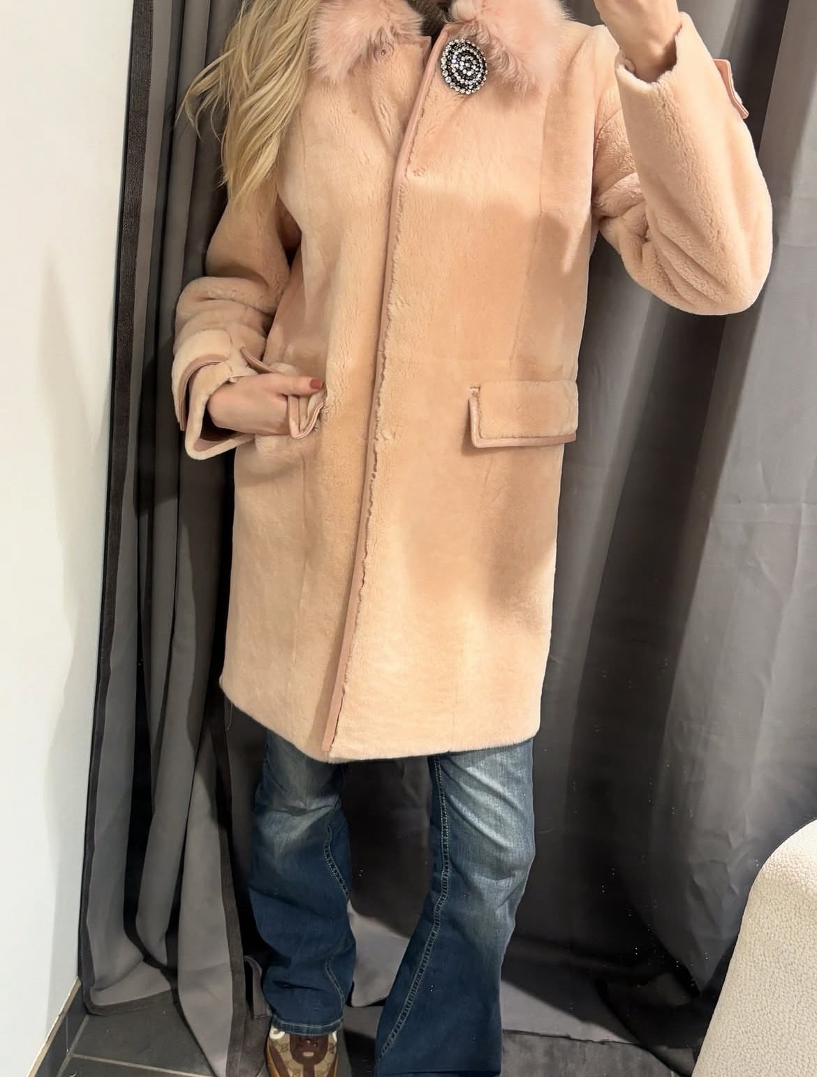 Miu Miu shearling coat - Lamb Fur - soft pink