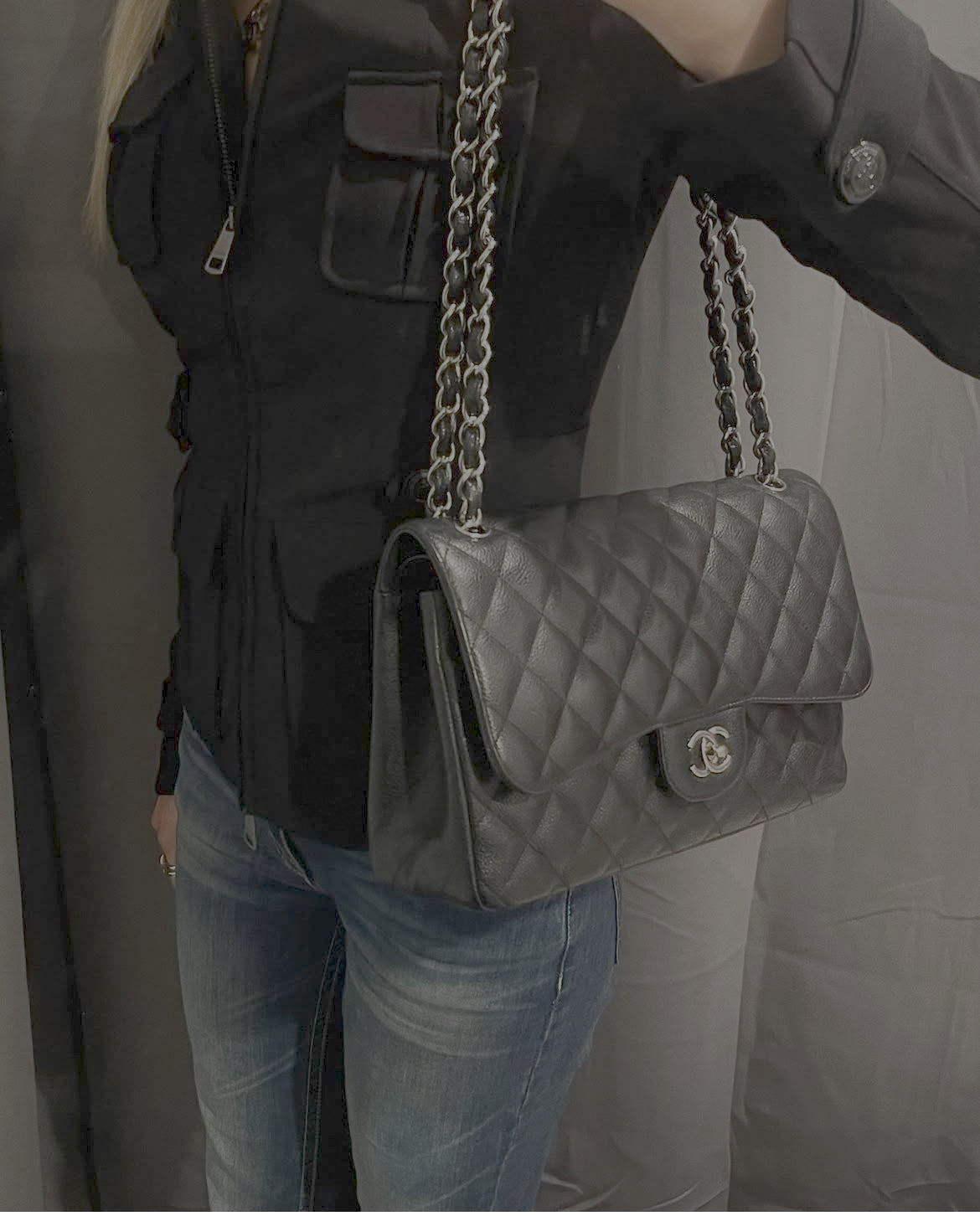 Chanel Classic Caviar Flap Bag Jumbo/large