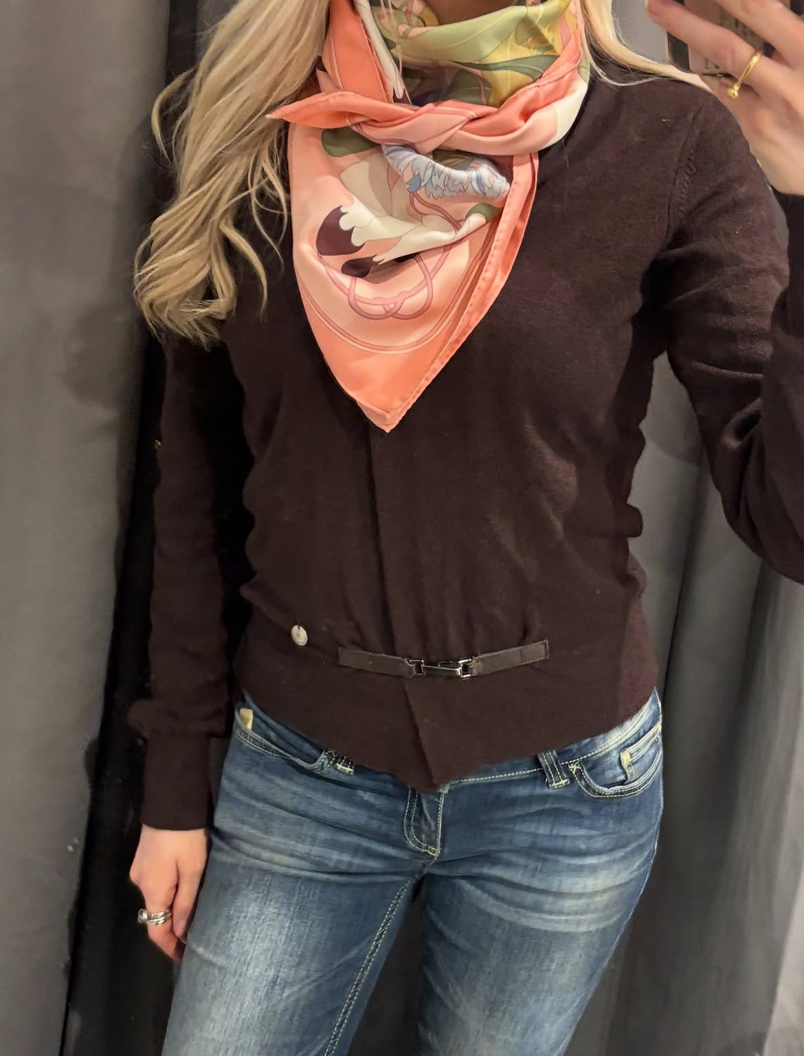Hermés Silk Scarf - soft pink - 90 x 90 cm