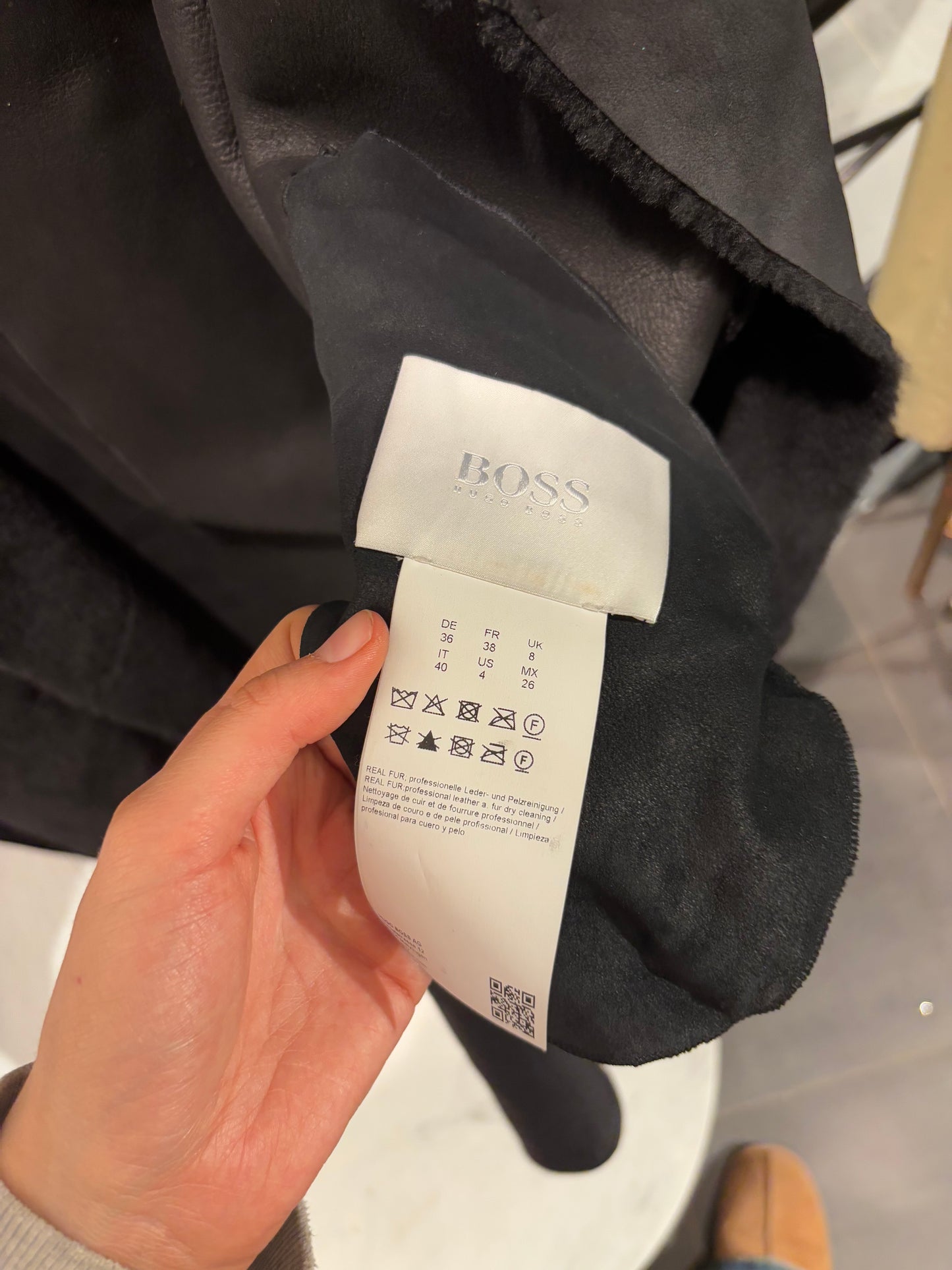 Boss - Sheepskin Coat - Black - EU36 - Medinas Wardrobe