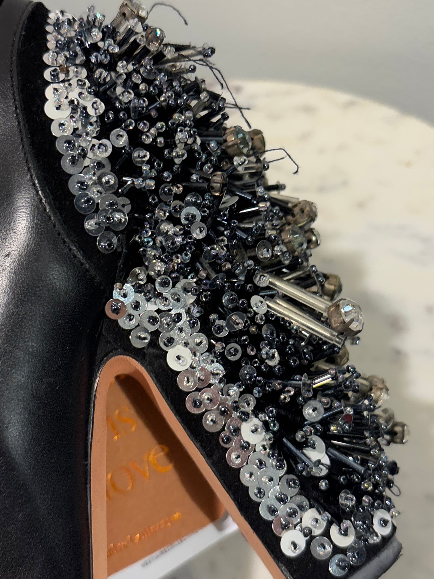 Rochas - black boots w. beads - 38 - Medinas Wardrobe